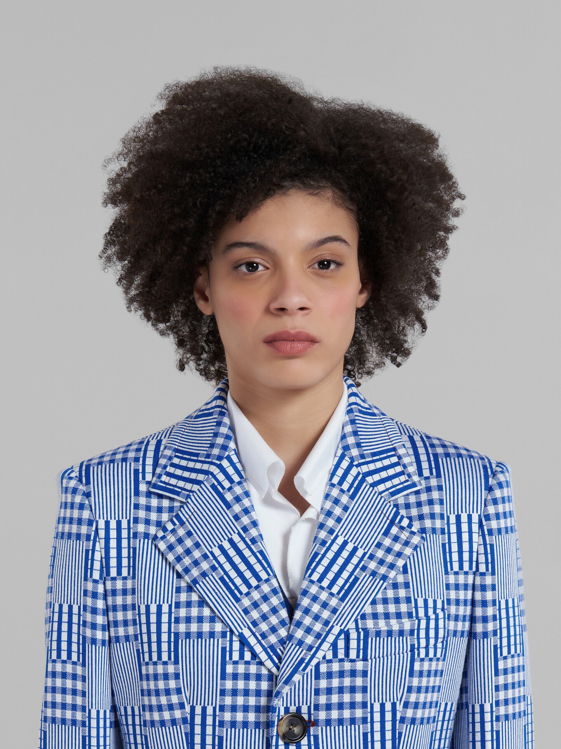 MARNI WOMEN'S BLUE PATTERNED TAILORED JACKET