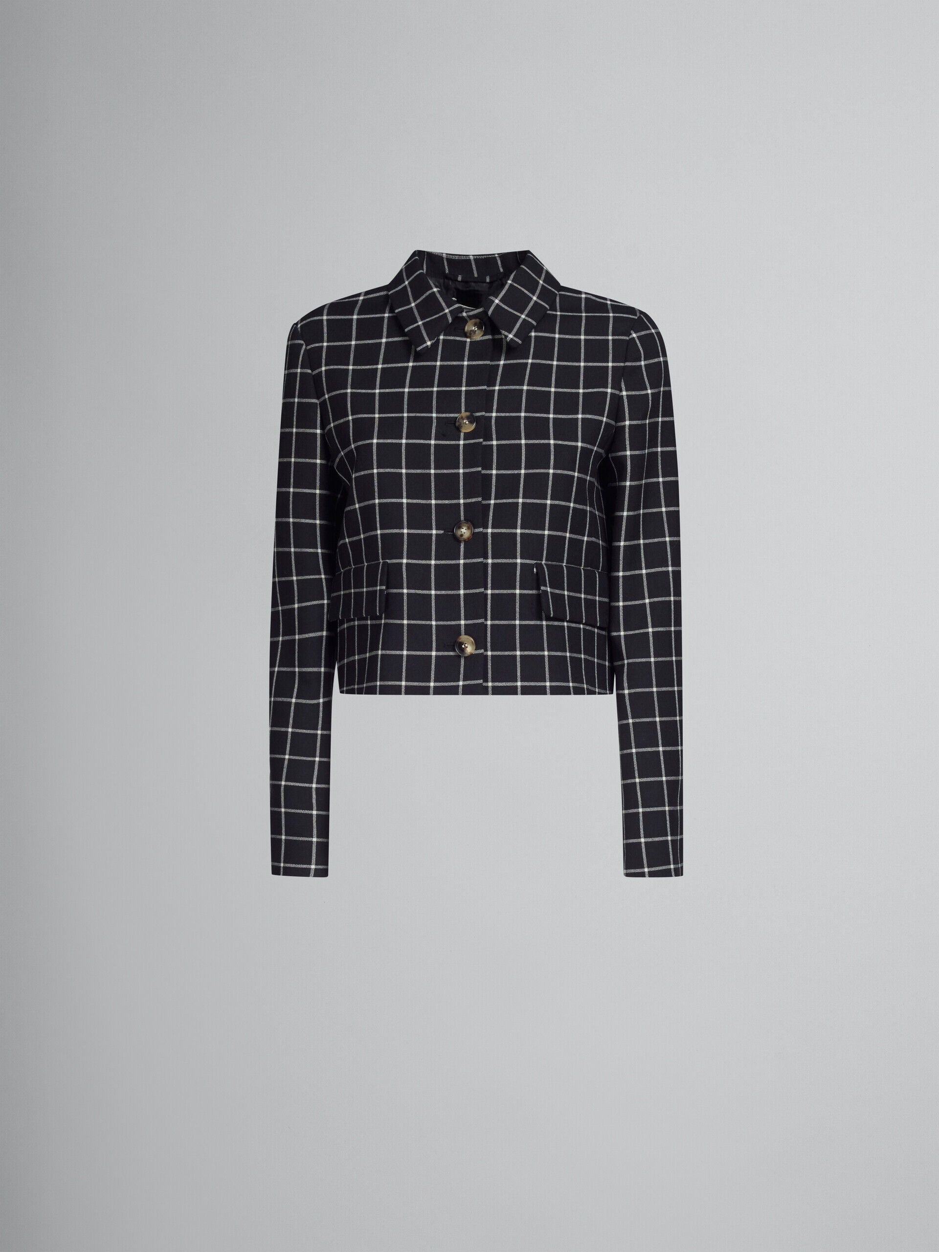 MARNI WOMEN'S BLACK CHECKERED CROPPED JACKET