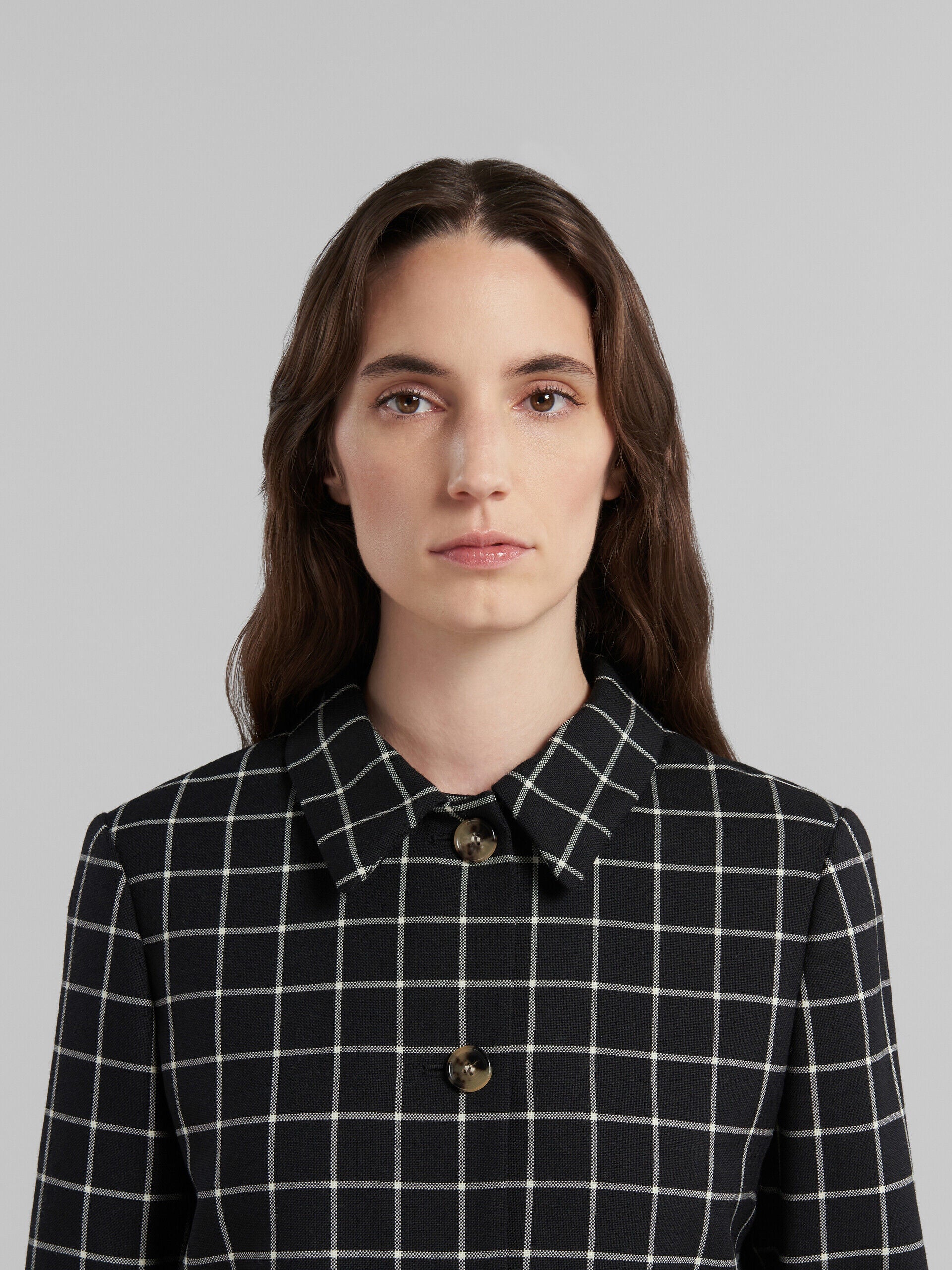 MARNI WOMEN'S BLACK CHECKERED CROPPED JACKET