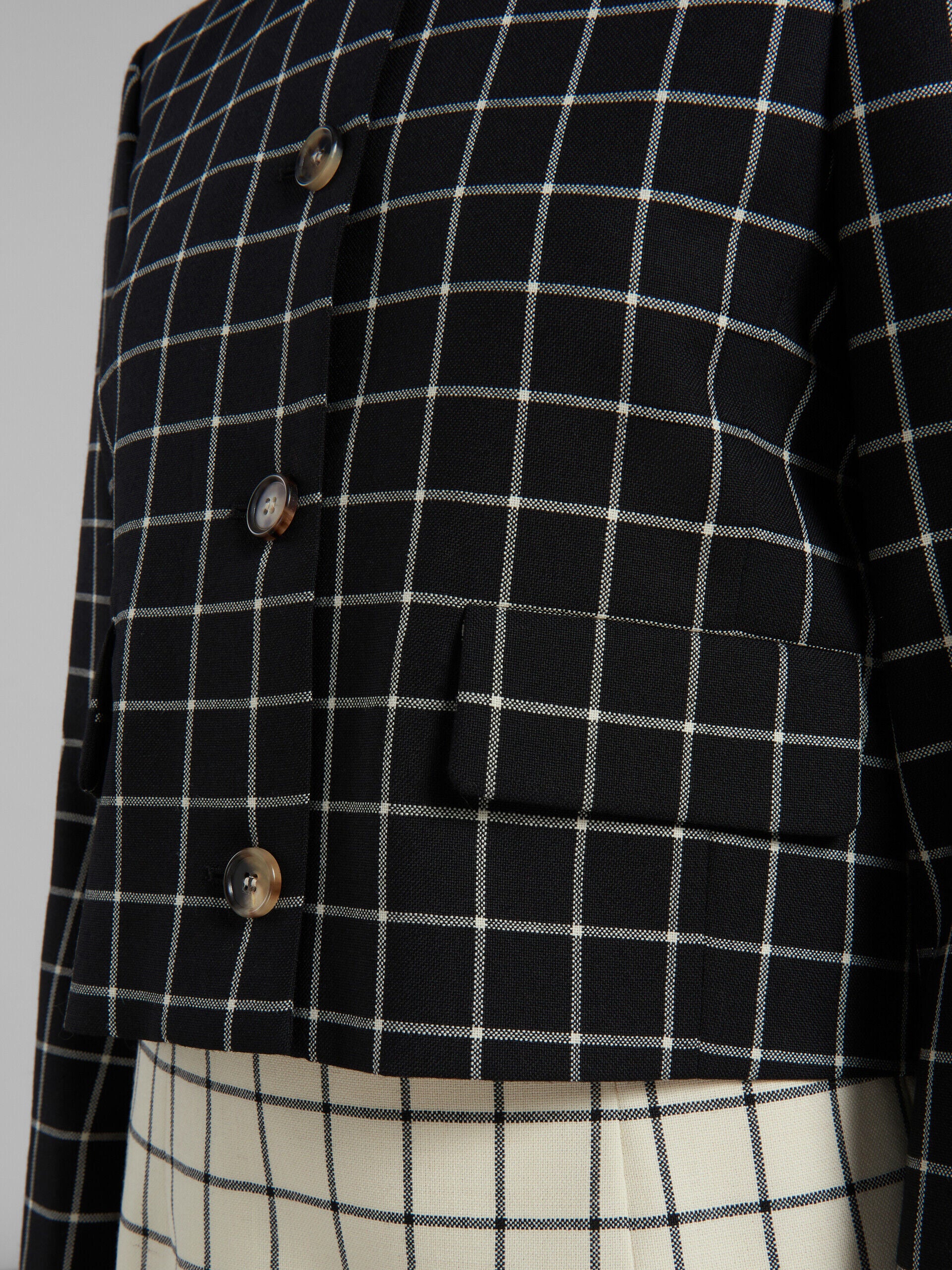 MARNI WOMEN'S BLACK CHECKERED CROPPED JACKET