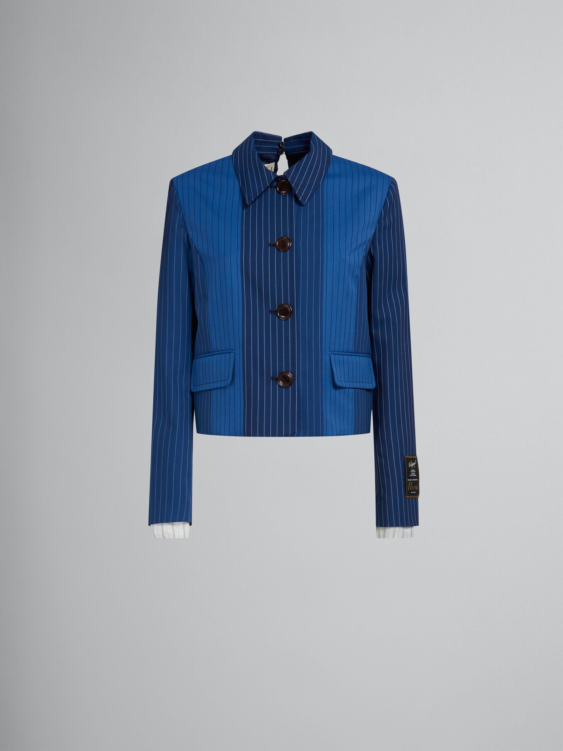 MARNI WOMEN'S BLUE PINSTRIPED TAILORED JACKET