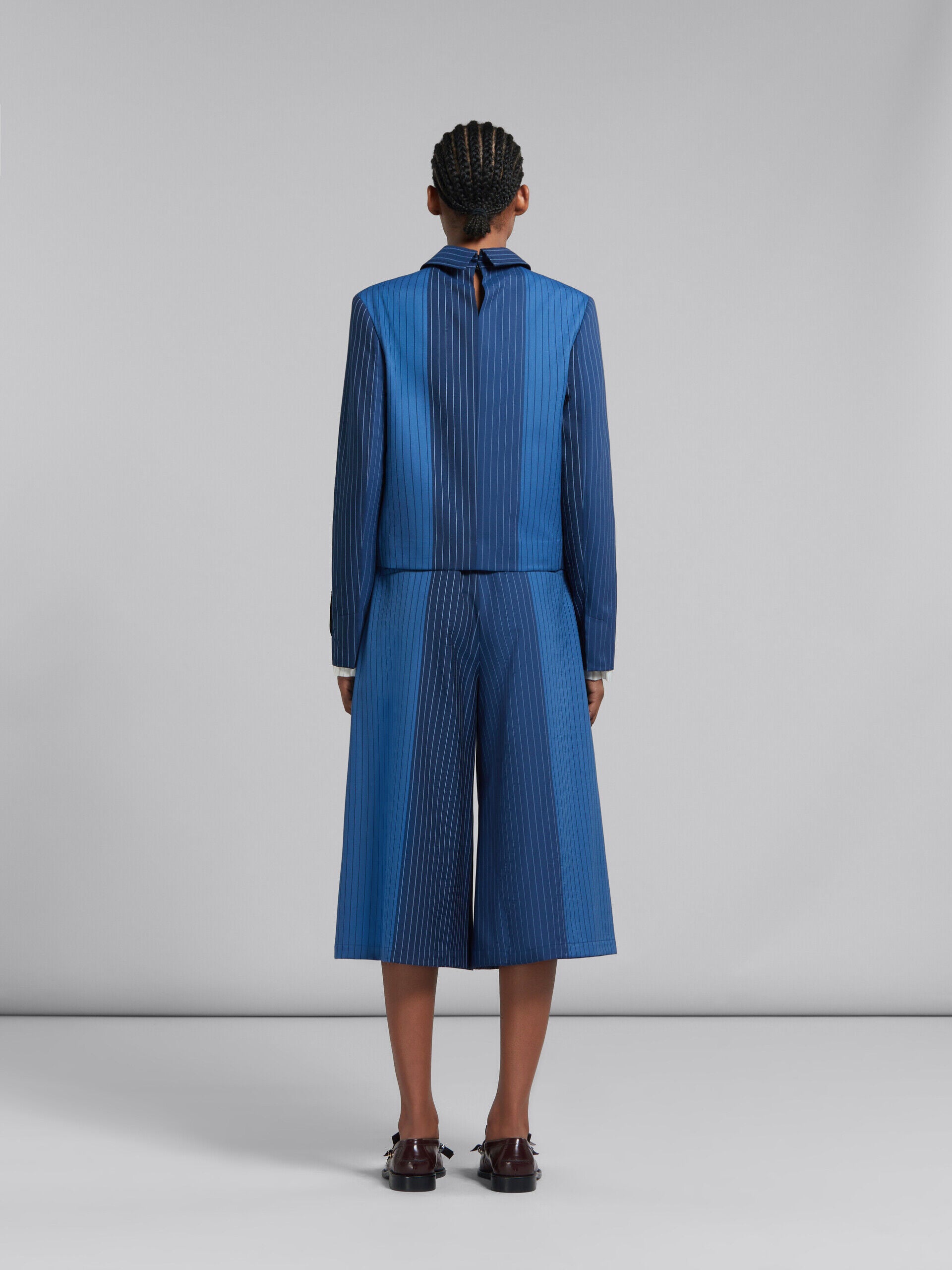 MARNI WOMEN'S BLUE PINSTRIPED TAILORED JACKET