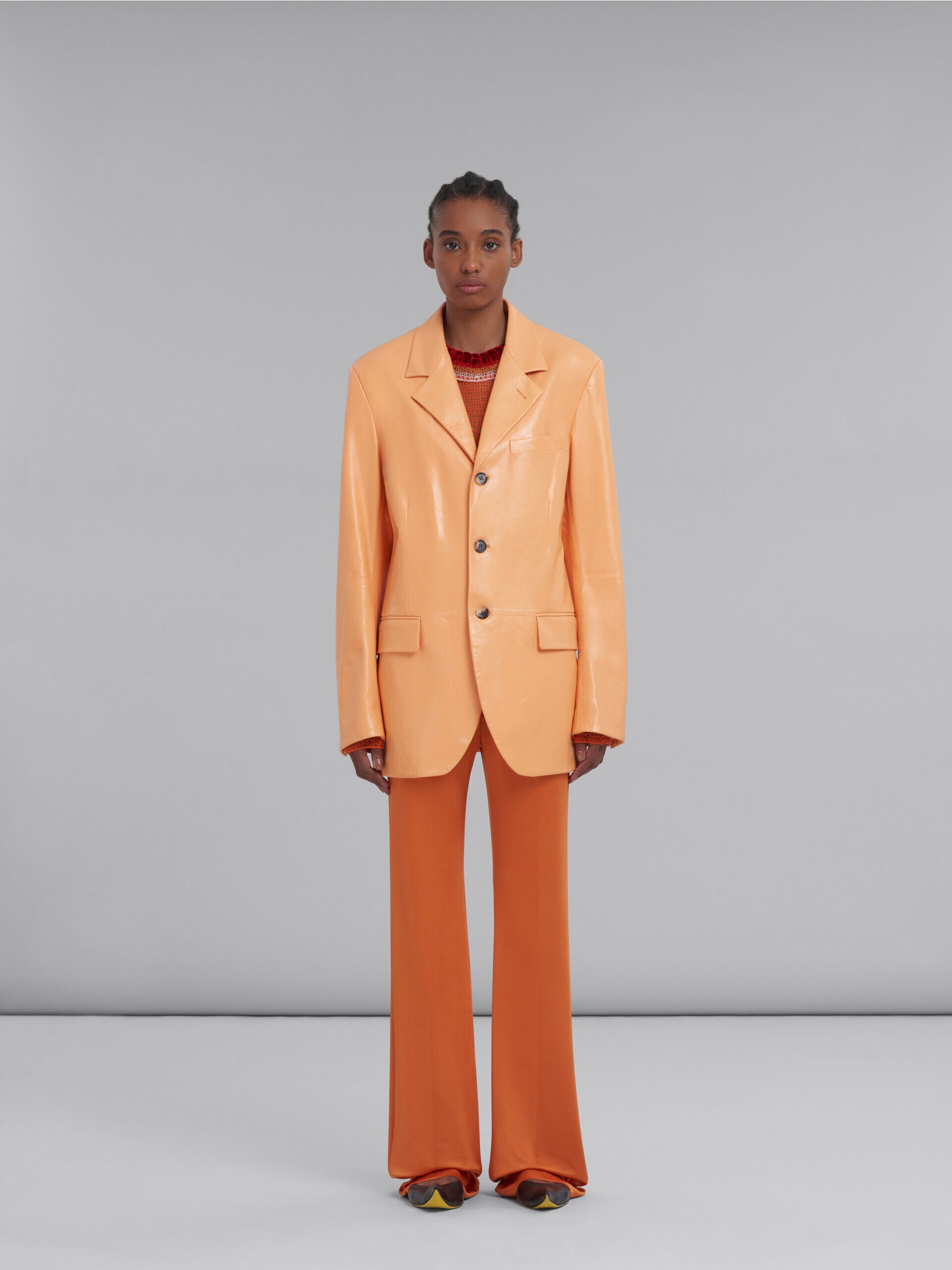 MARNI WOMEN'S TANGERINE GLOSSY TAILORED BLAZER