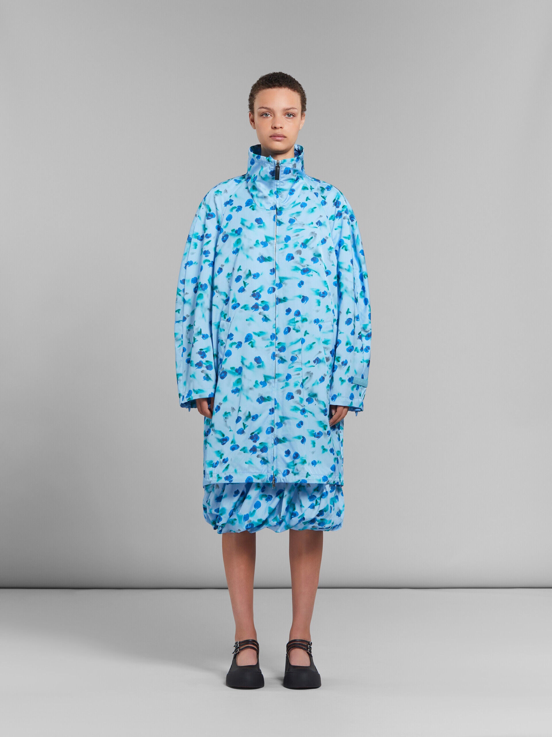 MARNI WOMEN'S LIGHT BLUE FLORAL LONG JACKET