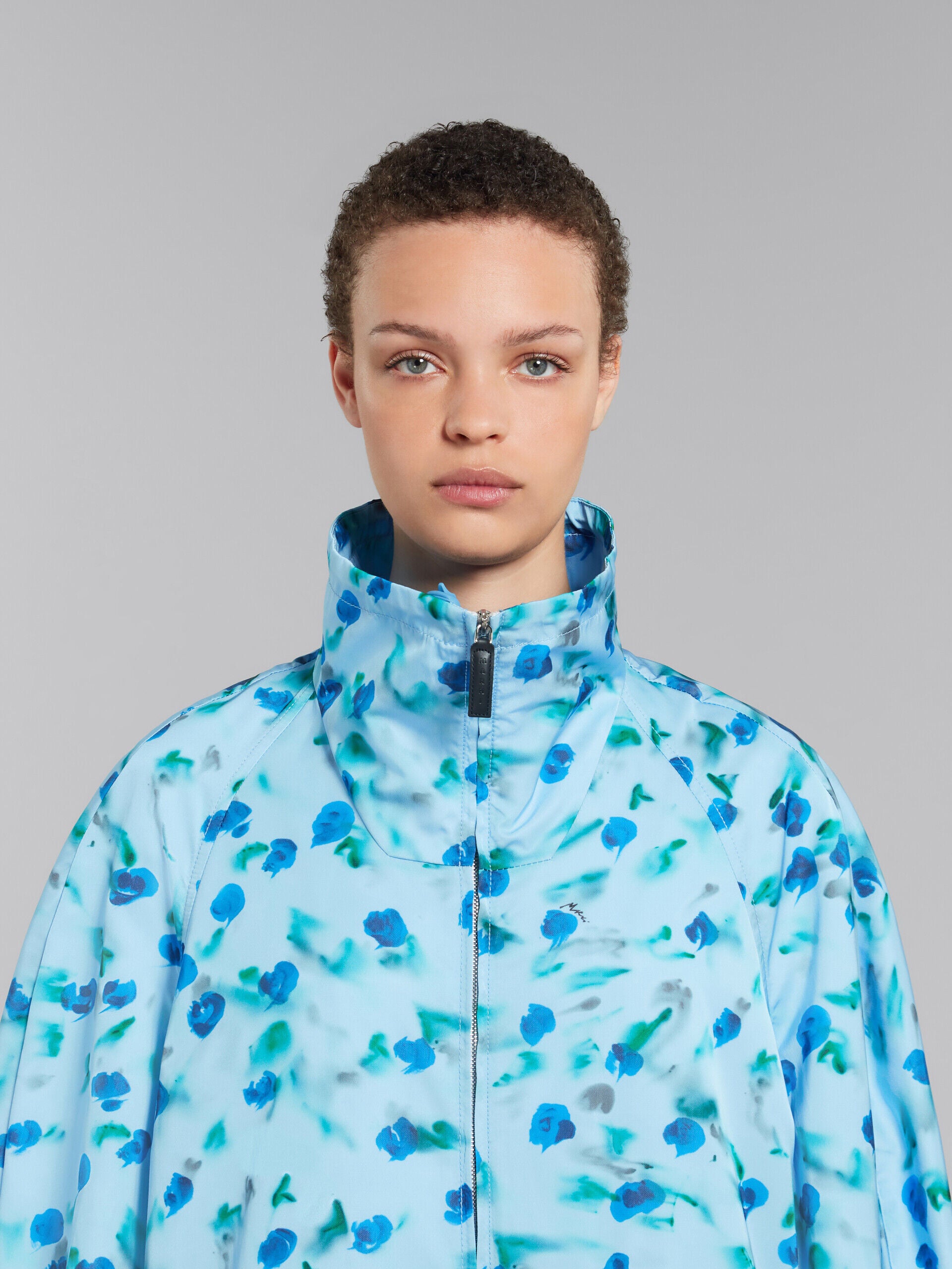 MARNI WOMEN'S LIGHT BLUE FLORAL LONG JACKET
