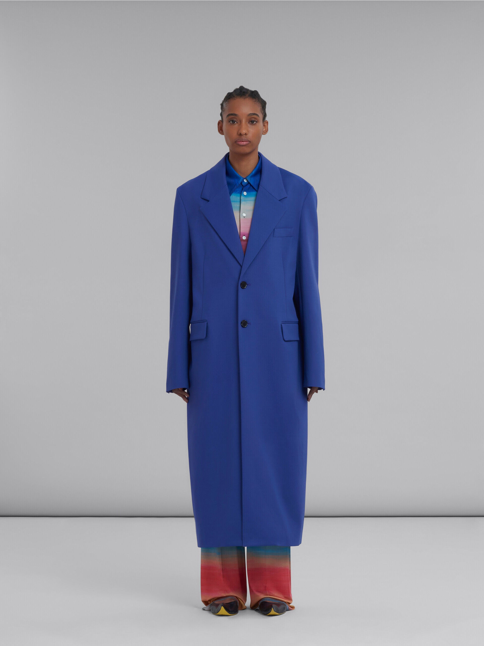 MARNI WOMEN'S DARK BLUE TAILORED LONG COAT