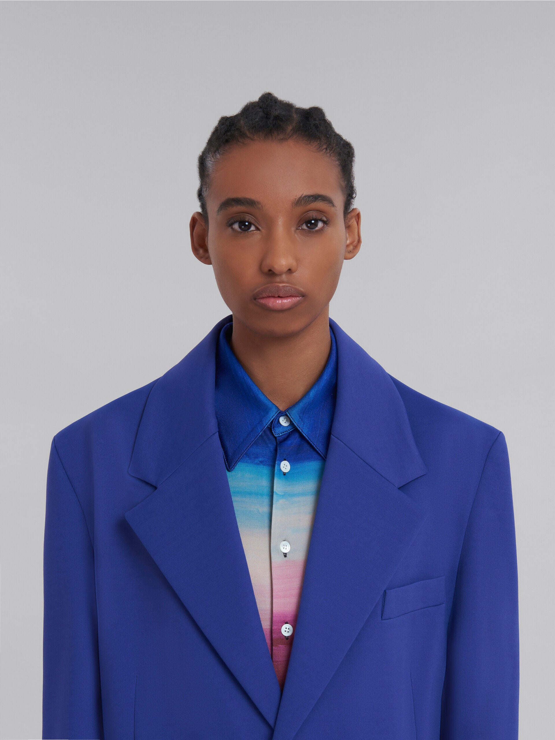 MARNI WOMEN'S DARK BLUE TAILORED LONG COAT