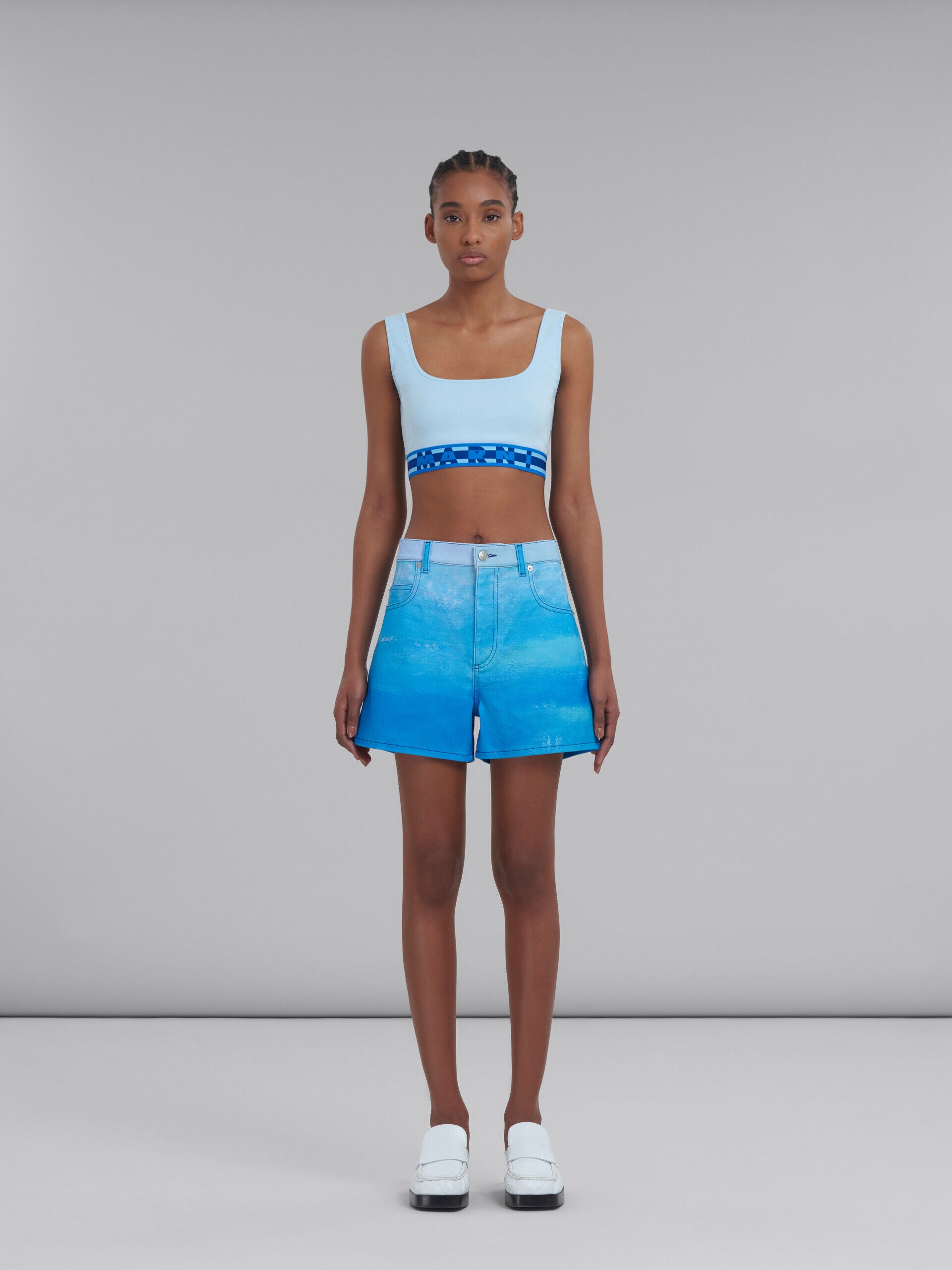 MARNI WOMEN'S LIGHT BLUE TAILORED DENIM SHORTS