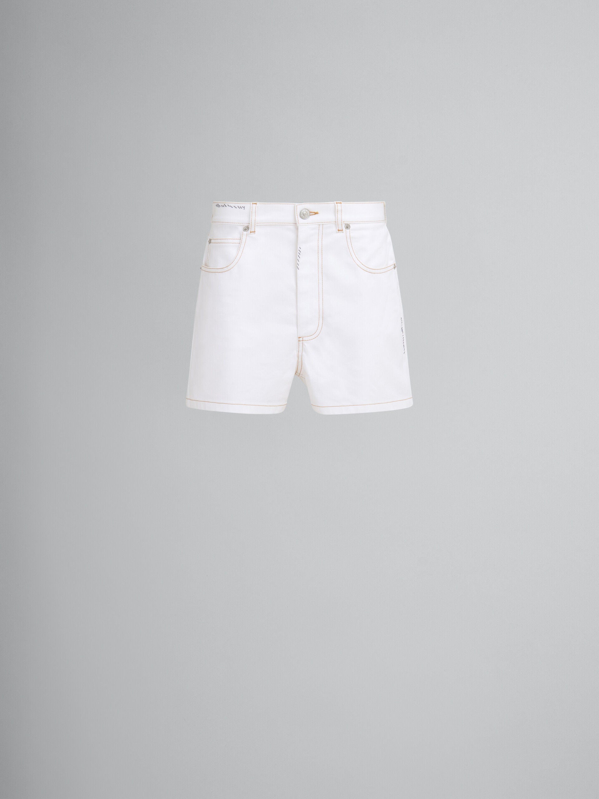 MARNI WOMEN'S WHITE DENIM TAILORED SHORTS