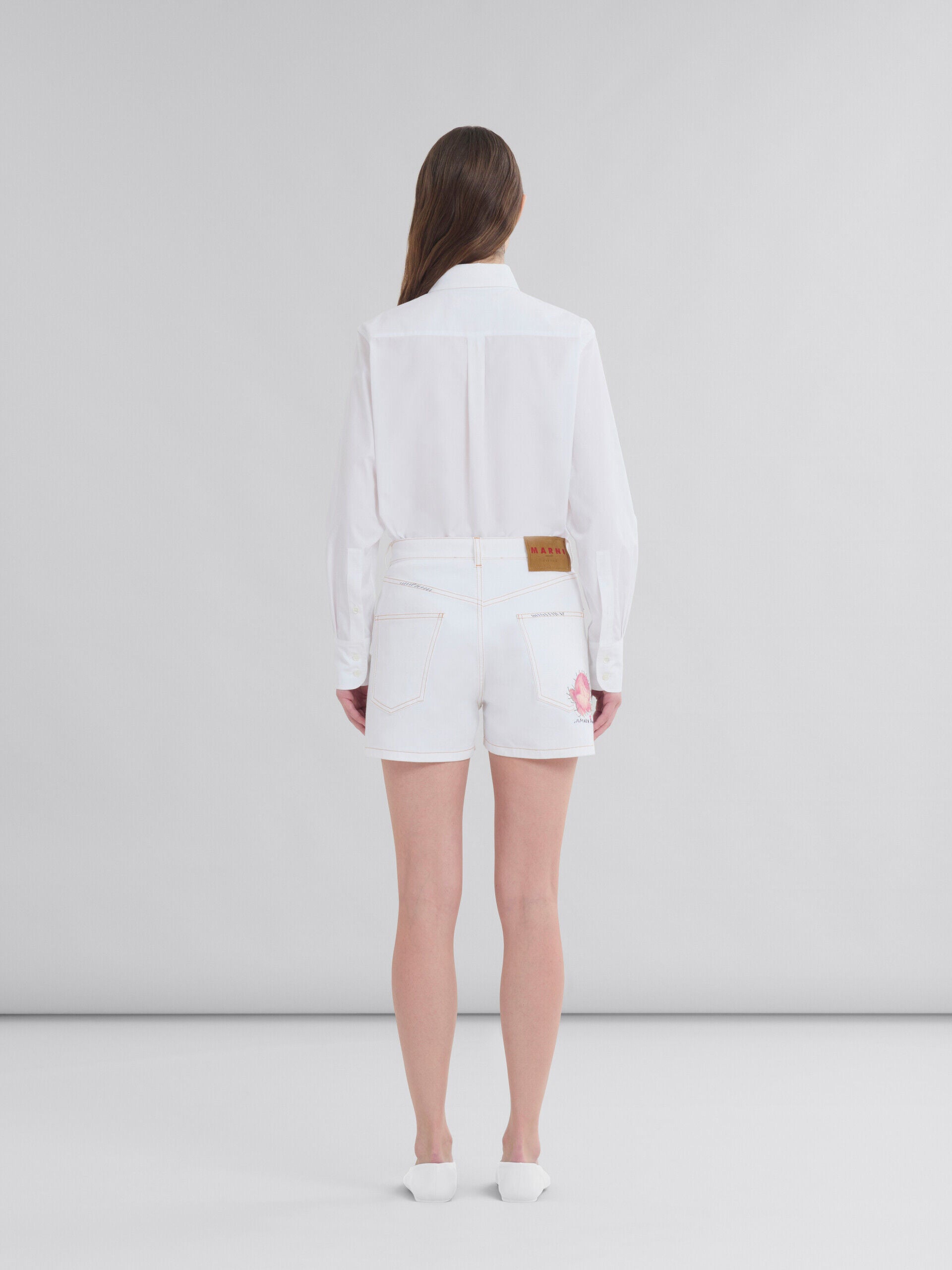MARNI WOMEN'S WHITE DENIM TAILORED SHORTS