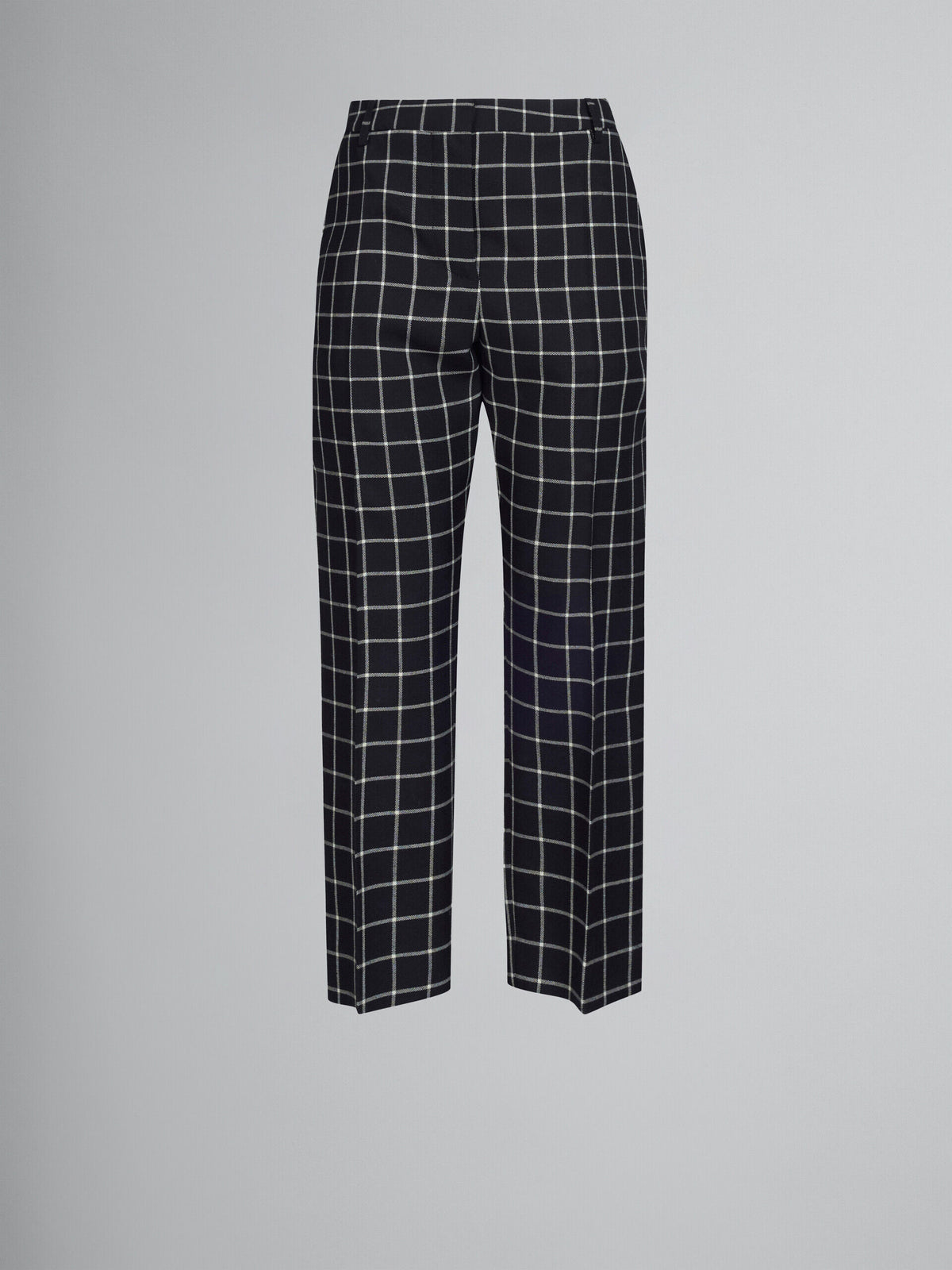 MARNI WOMEN'S BLACK CHECKERED TAILORED TROUSERS