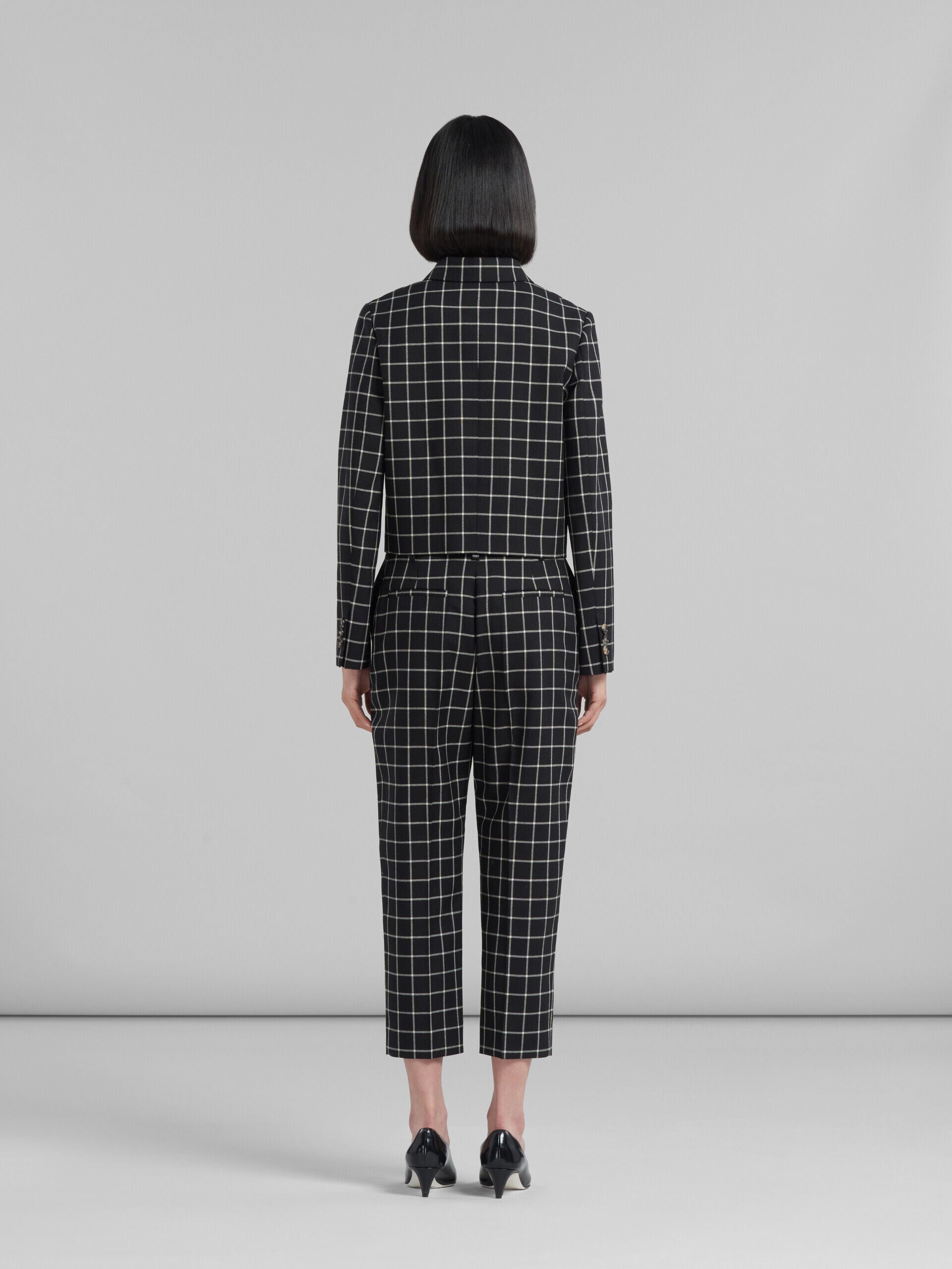 MARNI WOMEN'S BLACK CHECKERED TAILORED TROUSERS