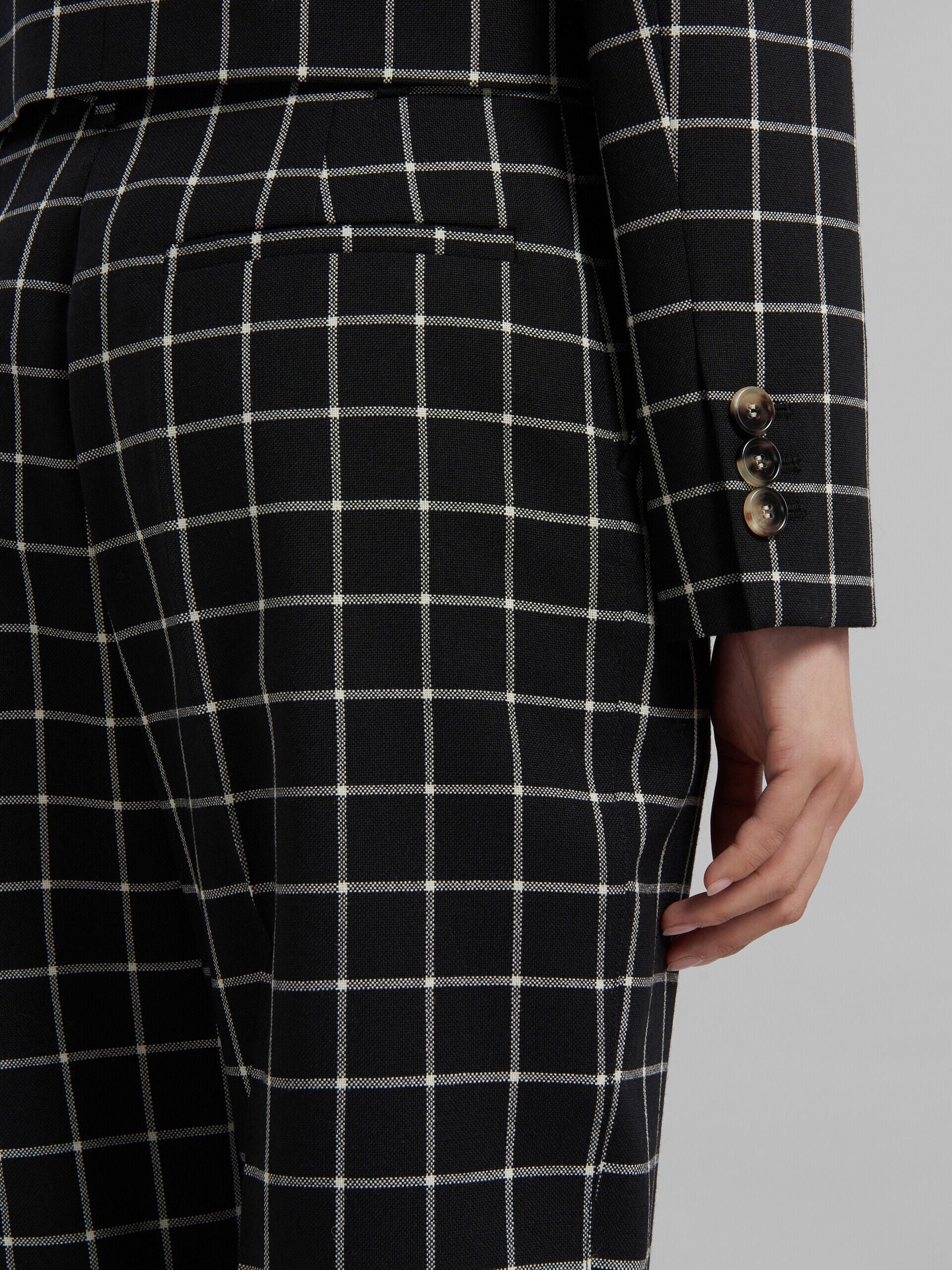 MARNI WOMEN'S BLACK CHECKERED TAILORED TROUSERS