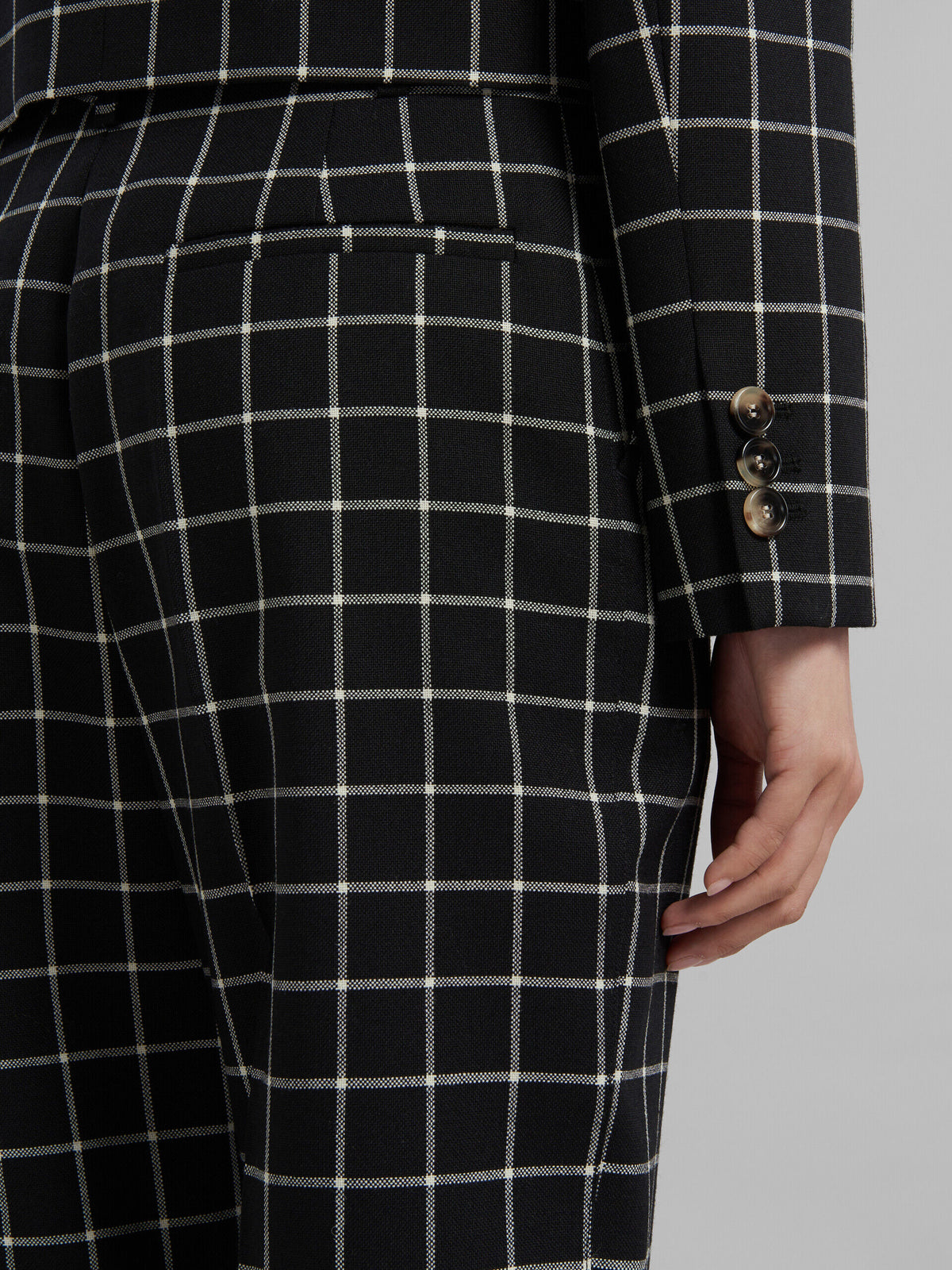 MARNI WOMEN'S BLACK CHECKERED TAILORED TROUSERS