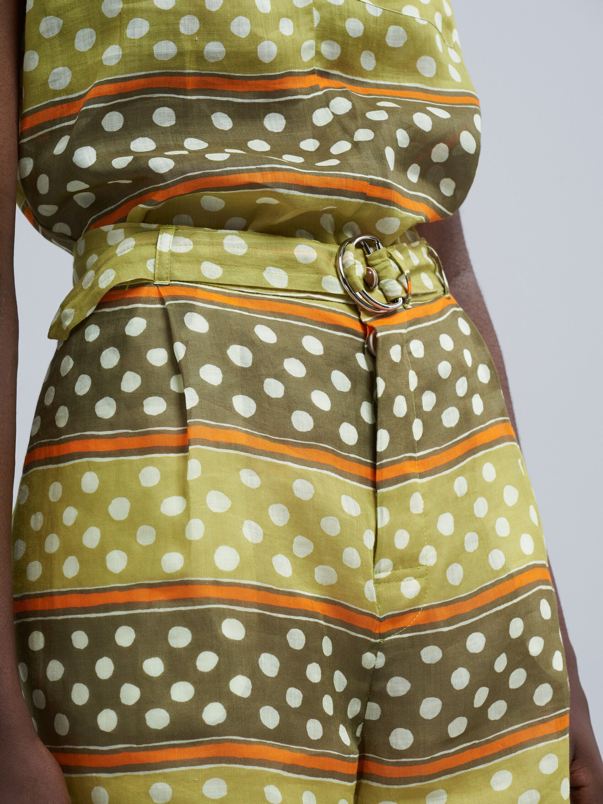 MARNI WOMEN'S DUSTY OLIVE POLKA DOT SHORTS