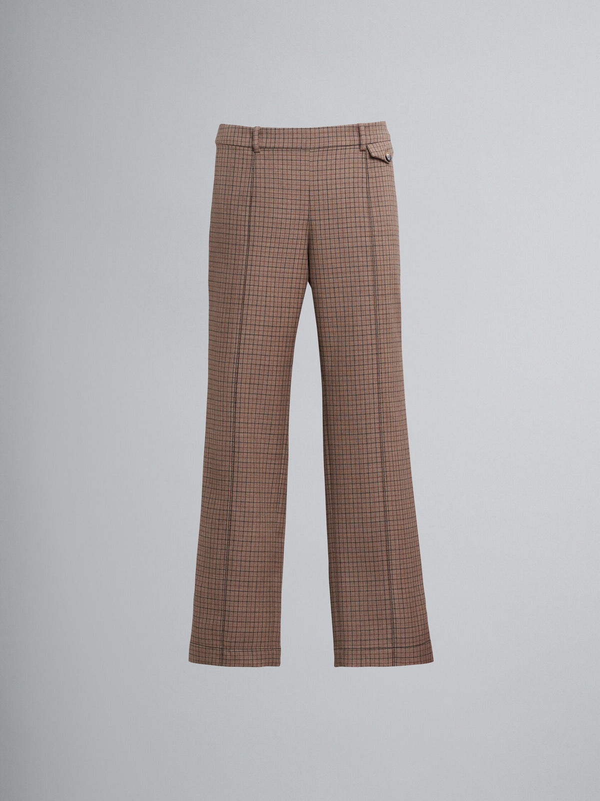 MARNI WOMEN'S BROWN CHECKED CROPPED TROUSERS
