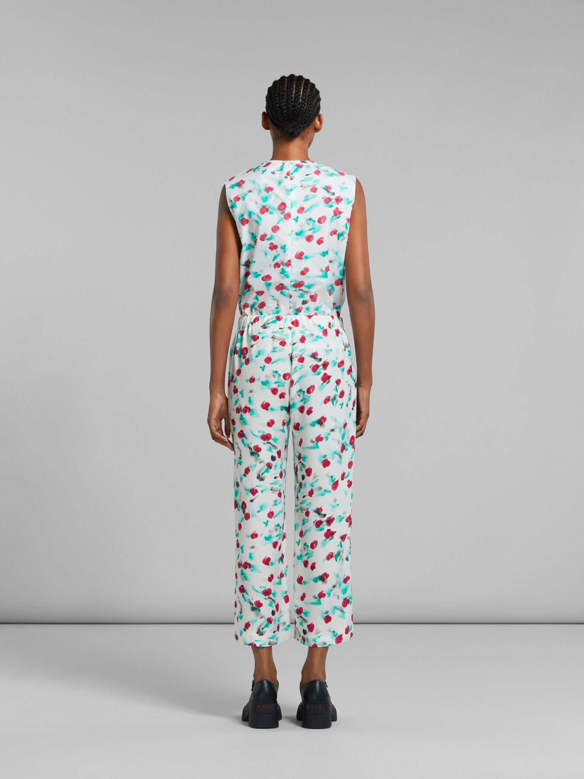 MARNI WOMEN'S WHITE FLORAL WIDE-LEG TROUSERS