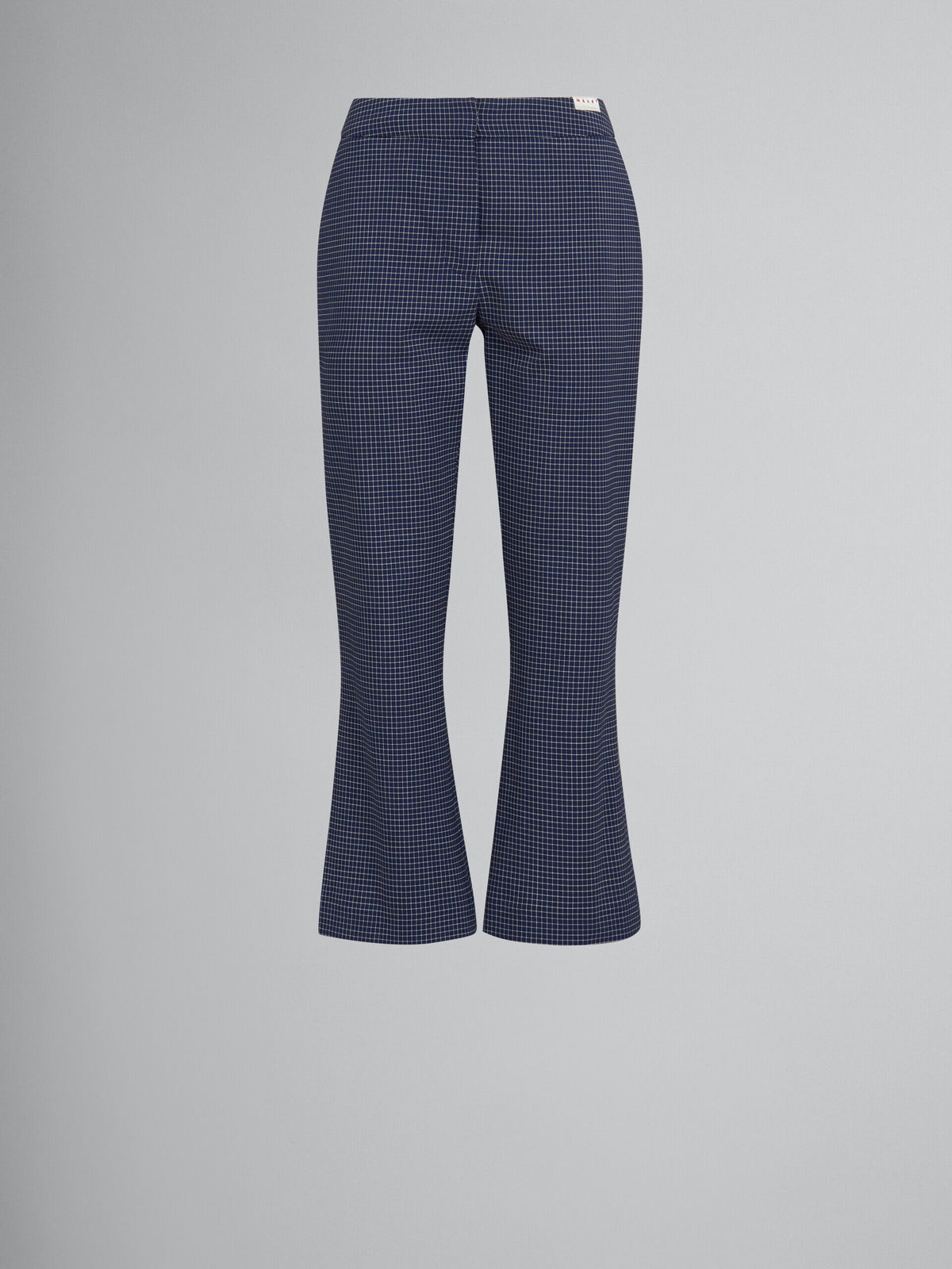 MARNI WOMEN'S NAVY CHECKED CROPPED TROUSERS