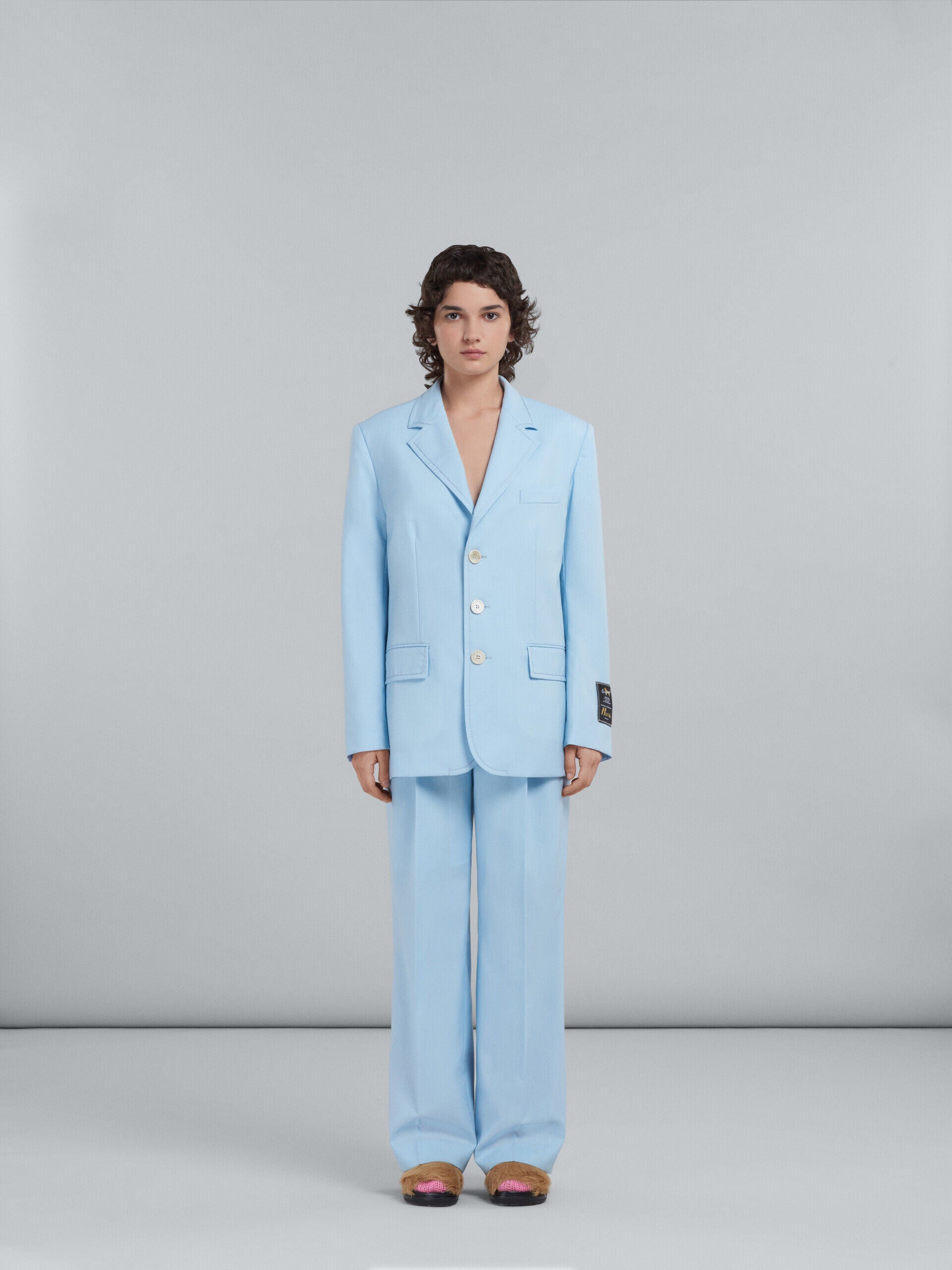 MARNI WOMEN'S LIGHT BLUE WIDE-LEG TROUSERS