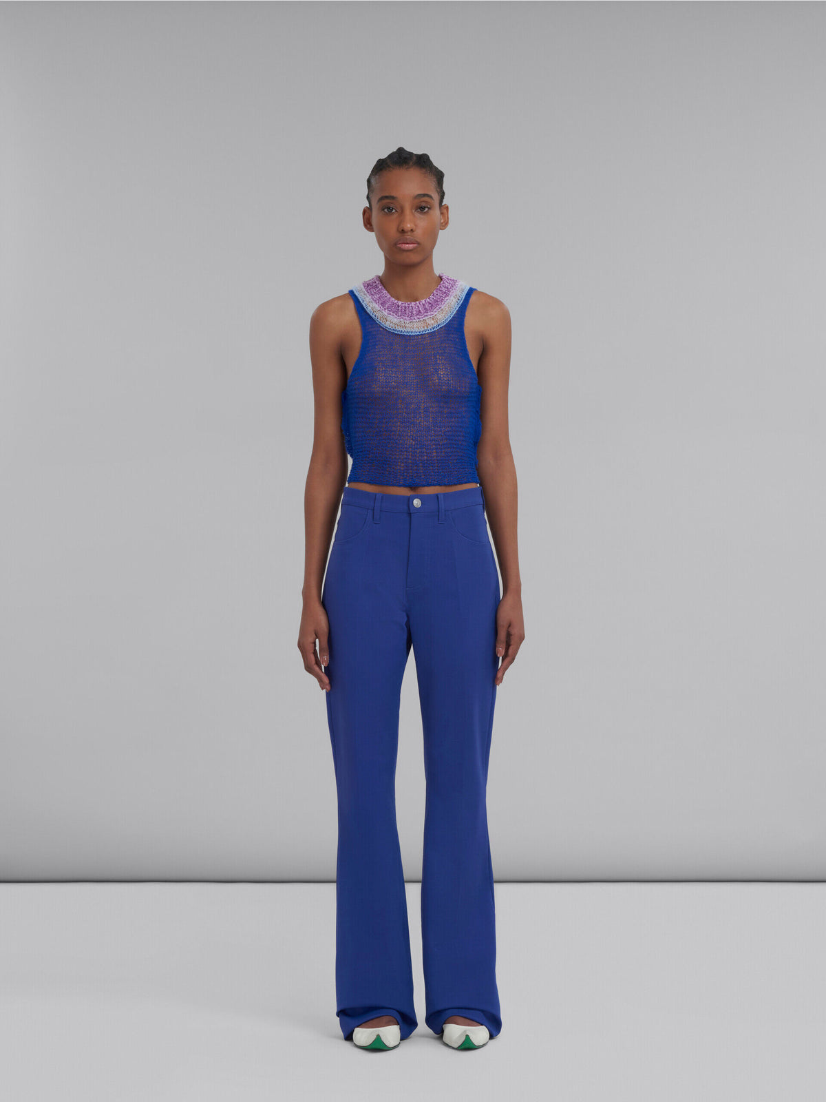 MARNI WOMEN'S DARK BLUE TAILORED TROUSERS