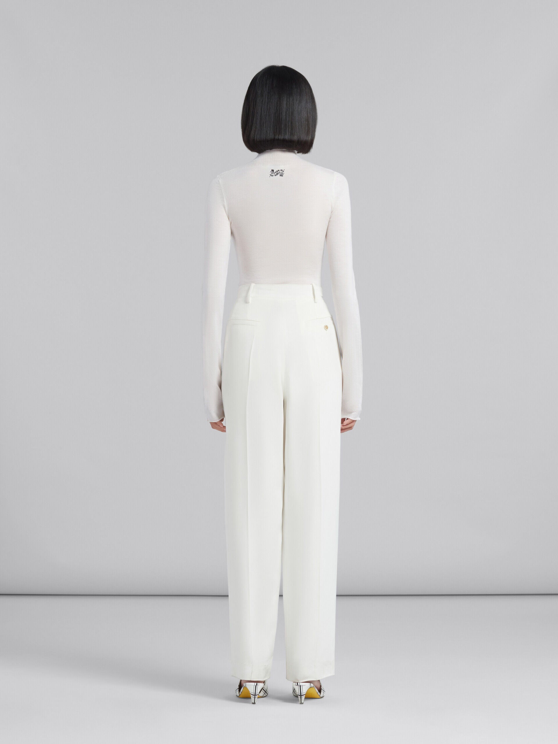 MARNI WOMEN'S WHITE PLEATED LOOSE-FIT TROUSERS