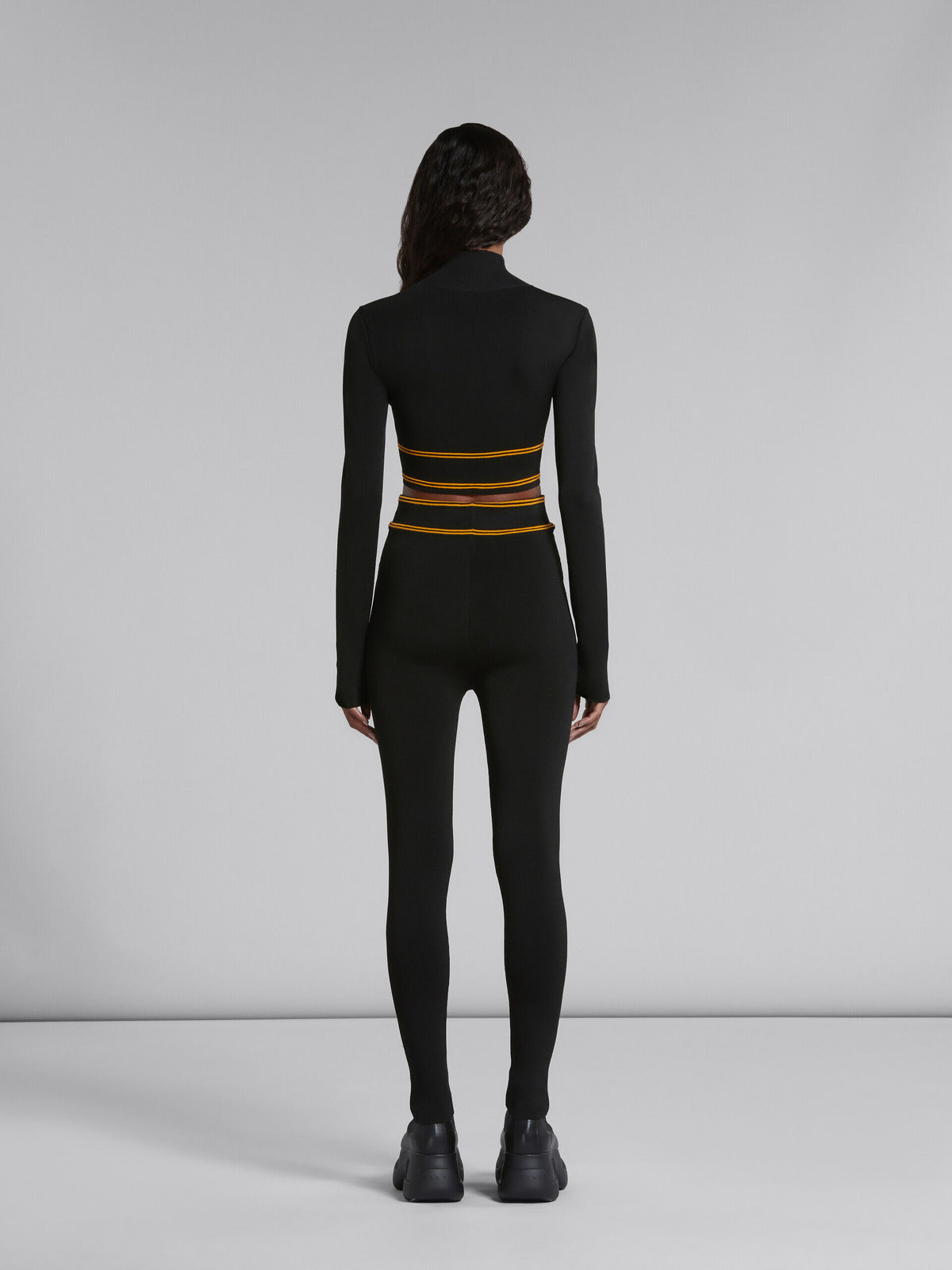 MARNI WOMEN'S BLACK LOGO WAISTBAND PANTS