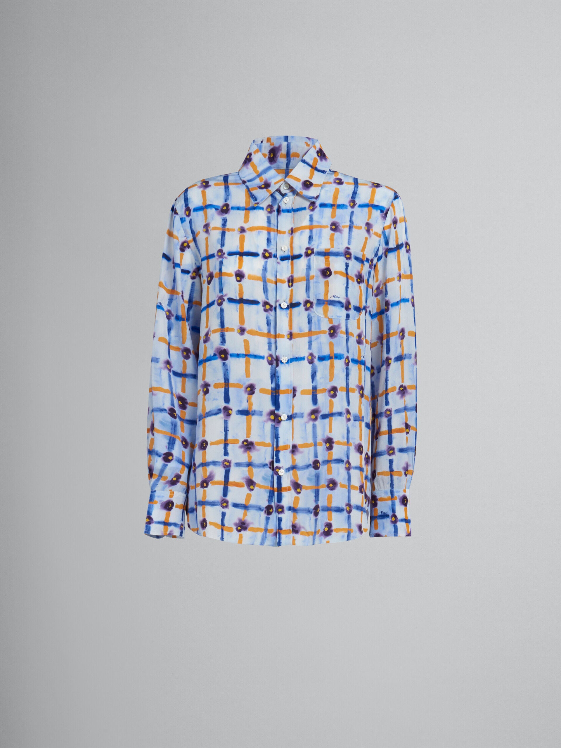 MARNI WOMEN'S LIGHT BLUE PATTERNED BUTTON-UP SHIRT