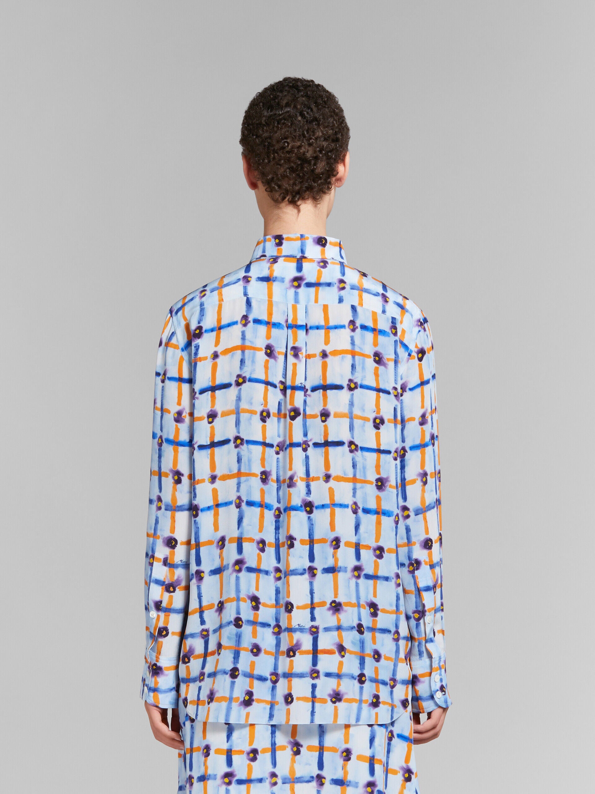 MARNI WOMEN'S LIGHT BLUE PATTERNED BUTTON-UP SHIRT