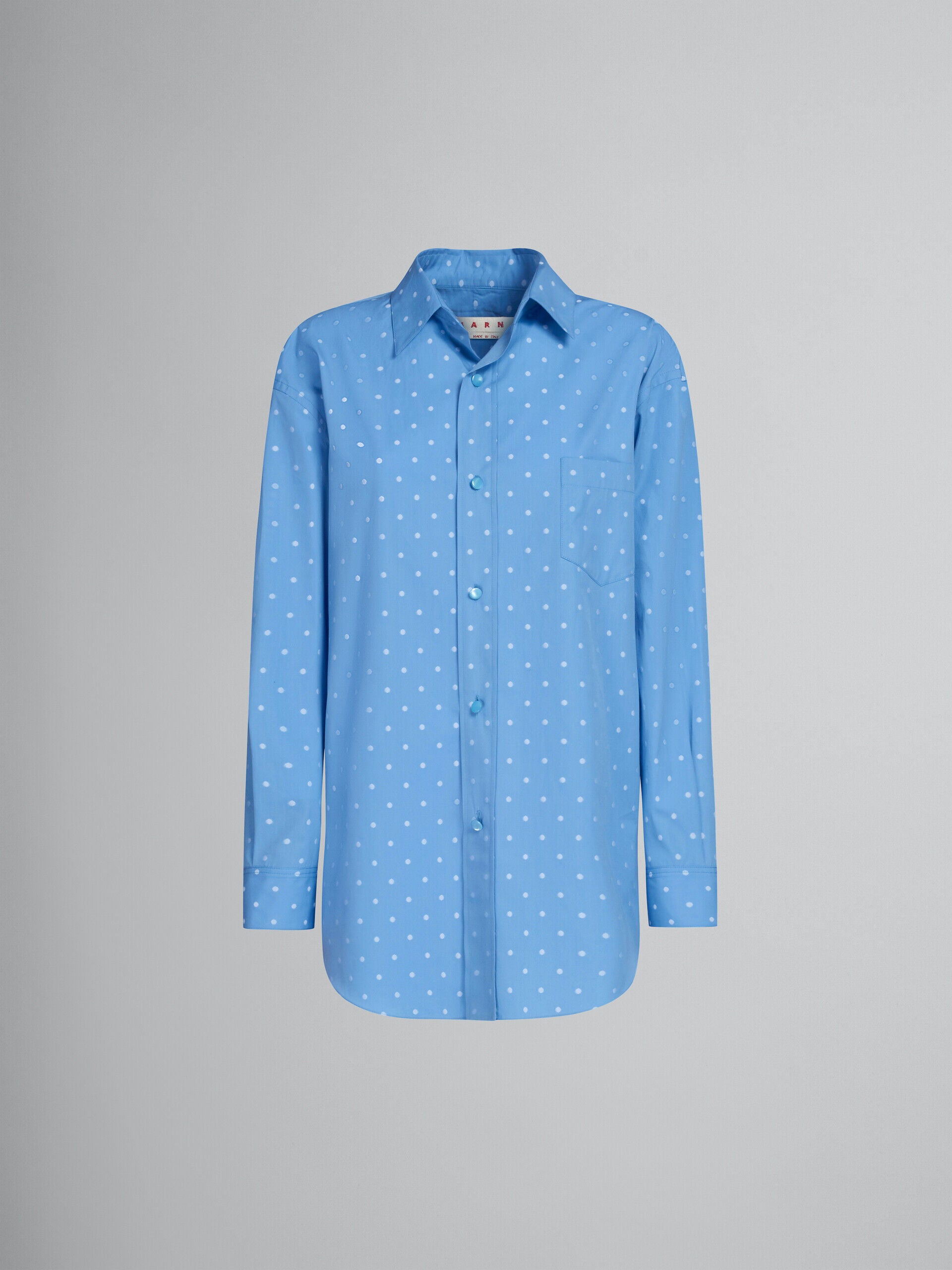 MARNI WOMEN'S IRIS BLUE POLKA DOT SHIRT