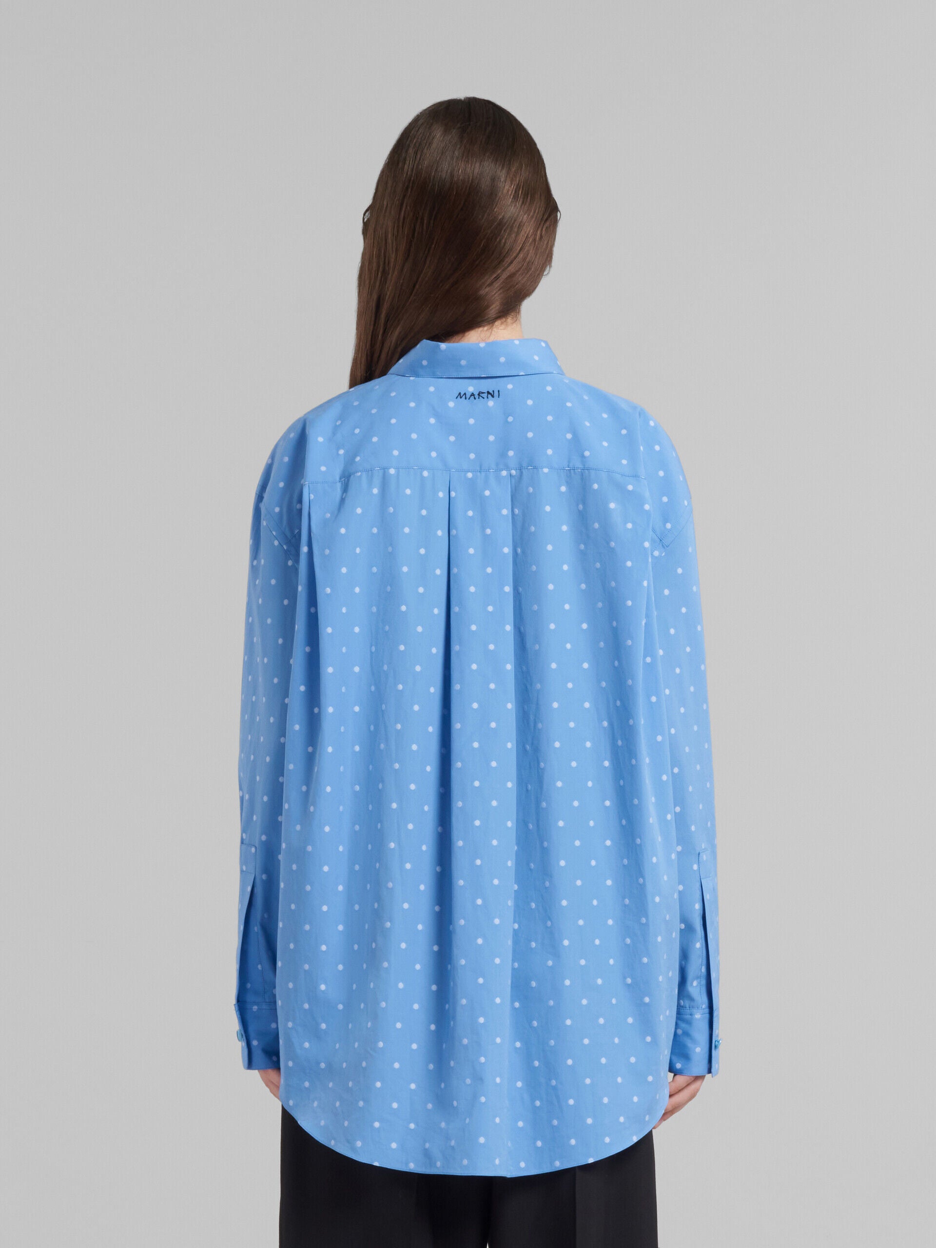MARNI WOMEN'S IRIS BLUE POLKA DOT SHIRT