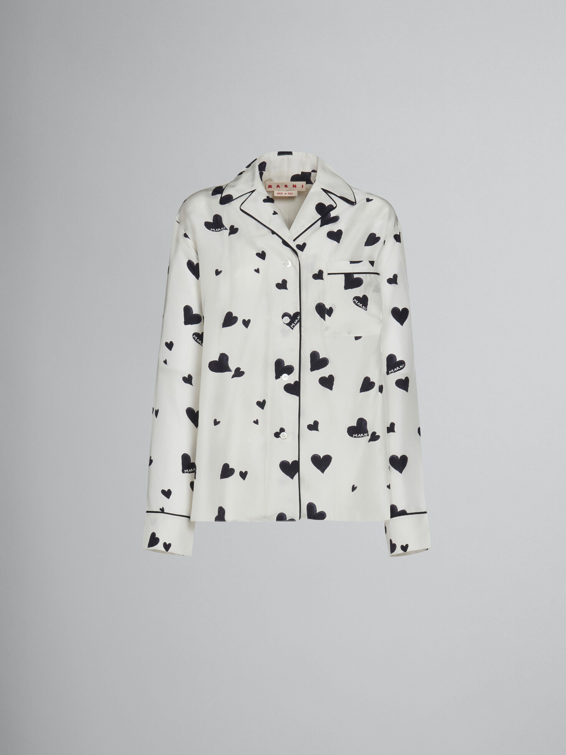 MARNI WOMEN'S STONE WHITE HEART PRINT SHIRT