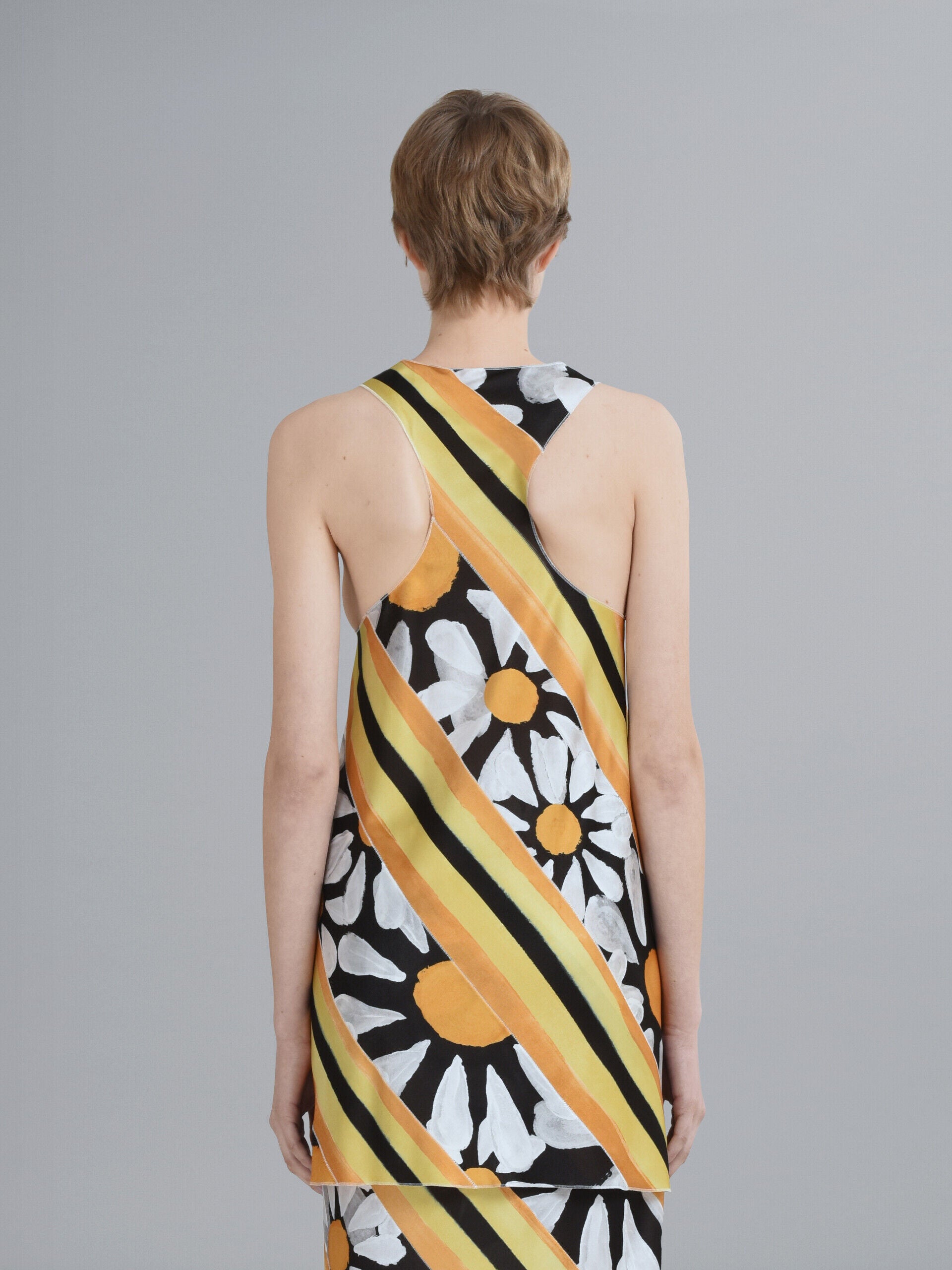 MARNI WOMEN'S FLORAL STRIPED SLEEVELESS TOP