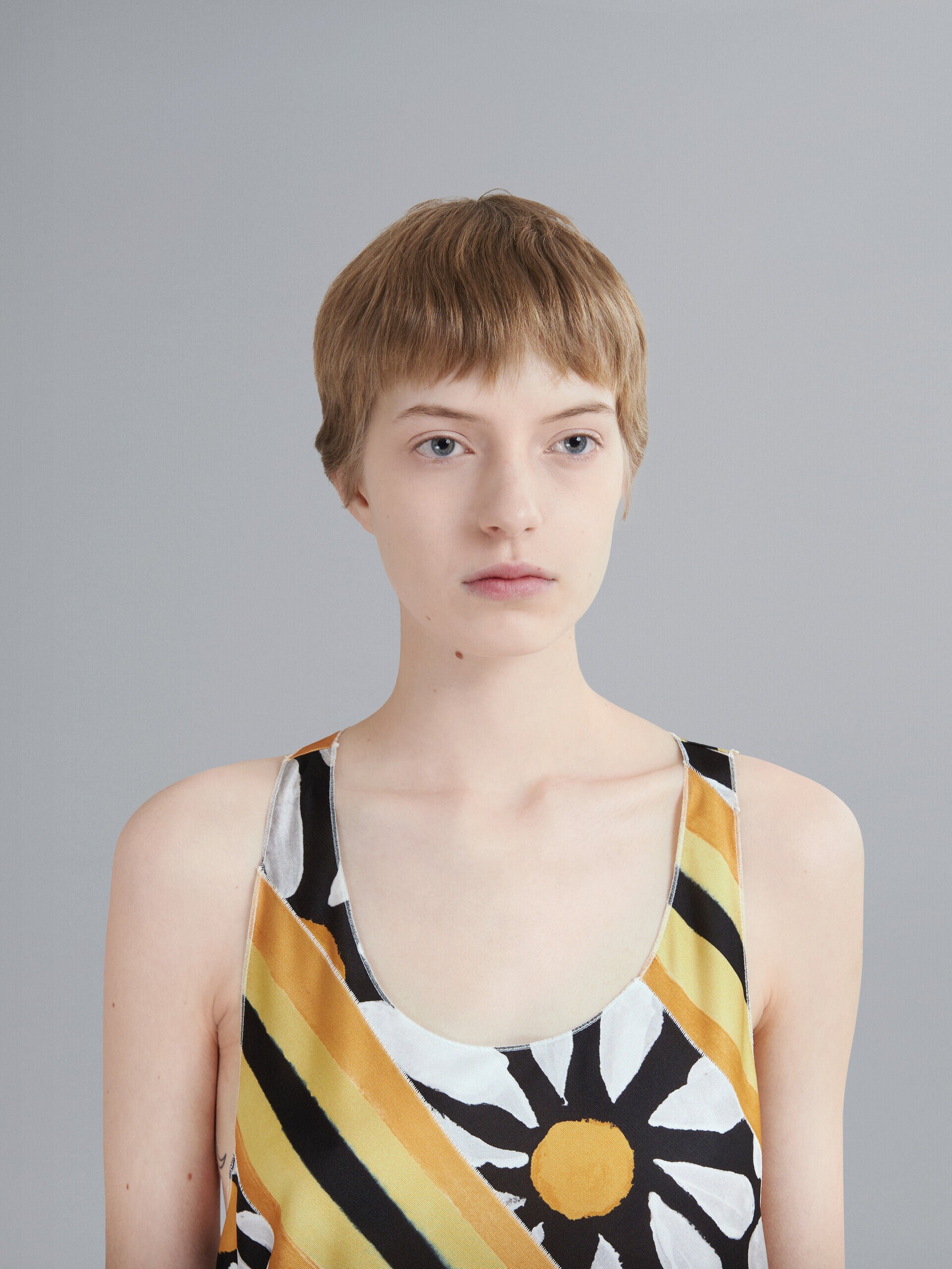 MARNI WOMEN'S FLORAL STRIPED SLEEVELESS TOP