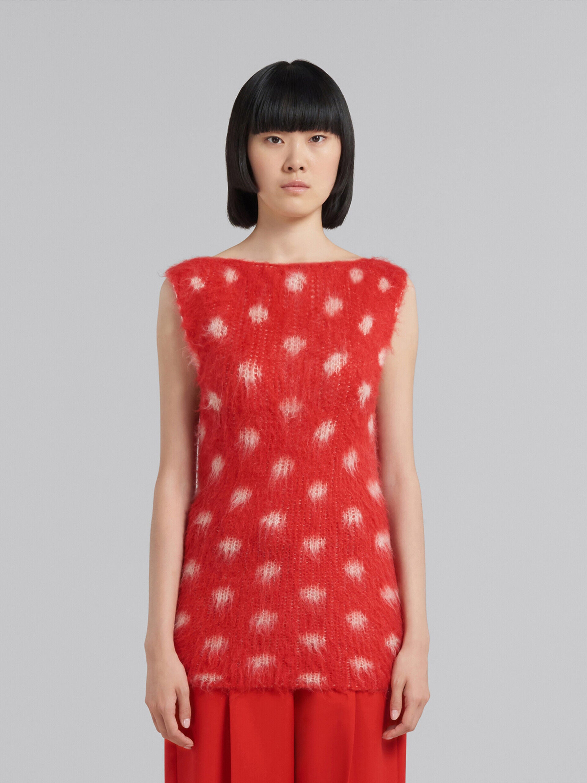 MARNI WOMEN'S RED SLEEVELESS POLKA DOT TOP