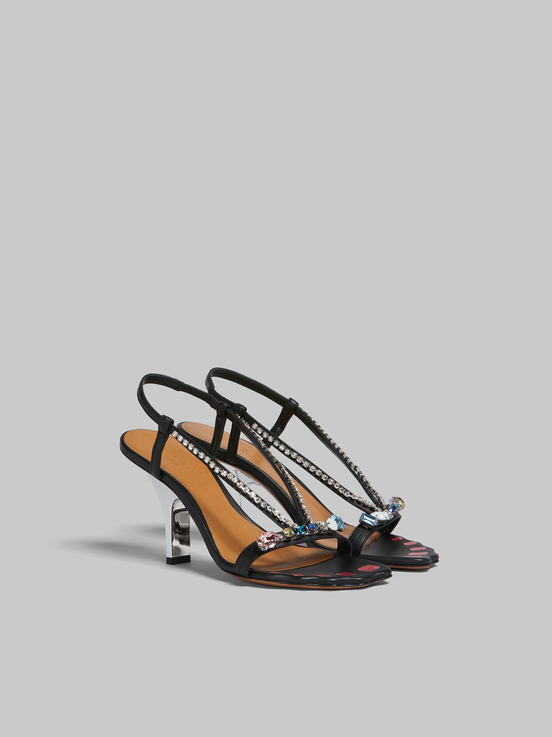 MARNI WOMEN'S BLACK JEWELED SLINGBACK HEELS