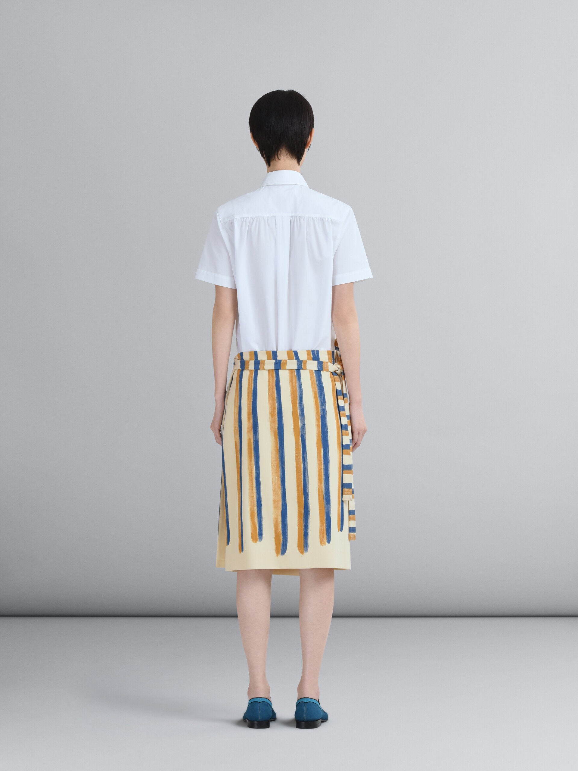 MARNI WOMEN'S ANTIQUE WHITE STRIPED WRAP SKIRT