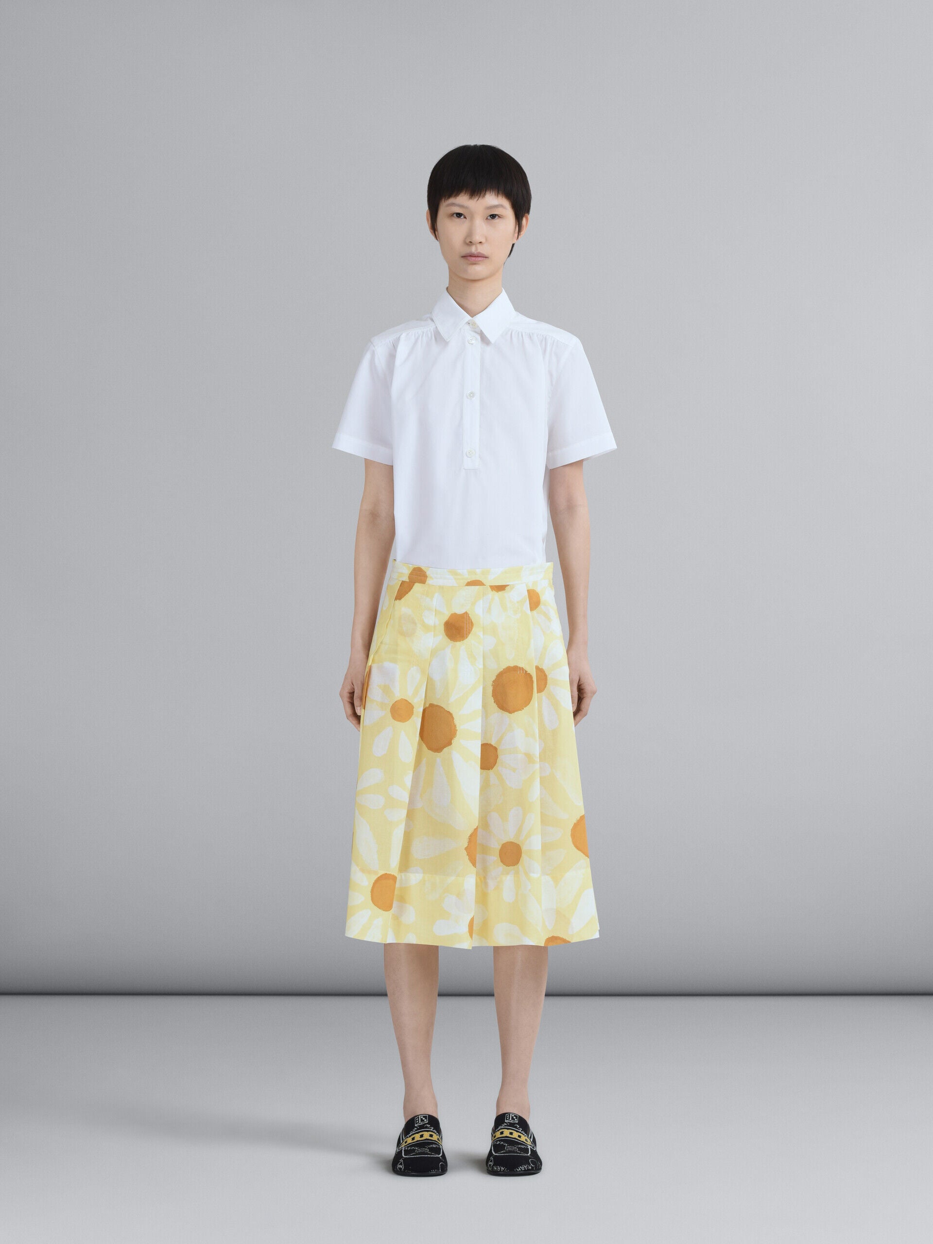 MARNI WOMEN'S YELLOW FLORAL A-LINE SKIRT