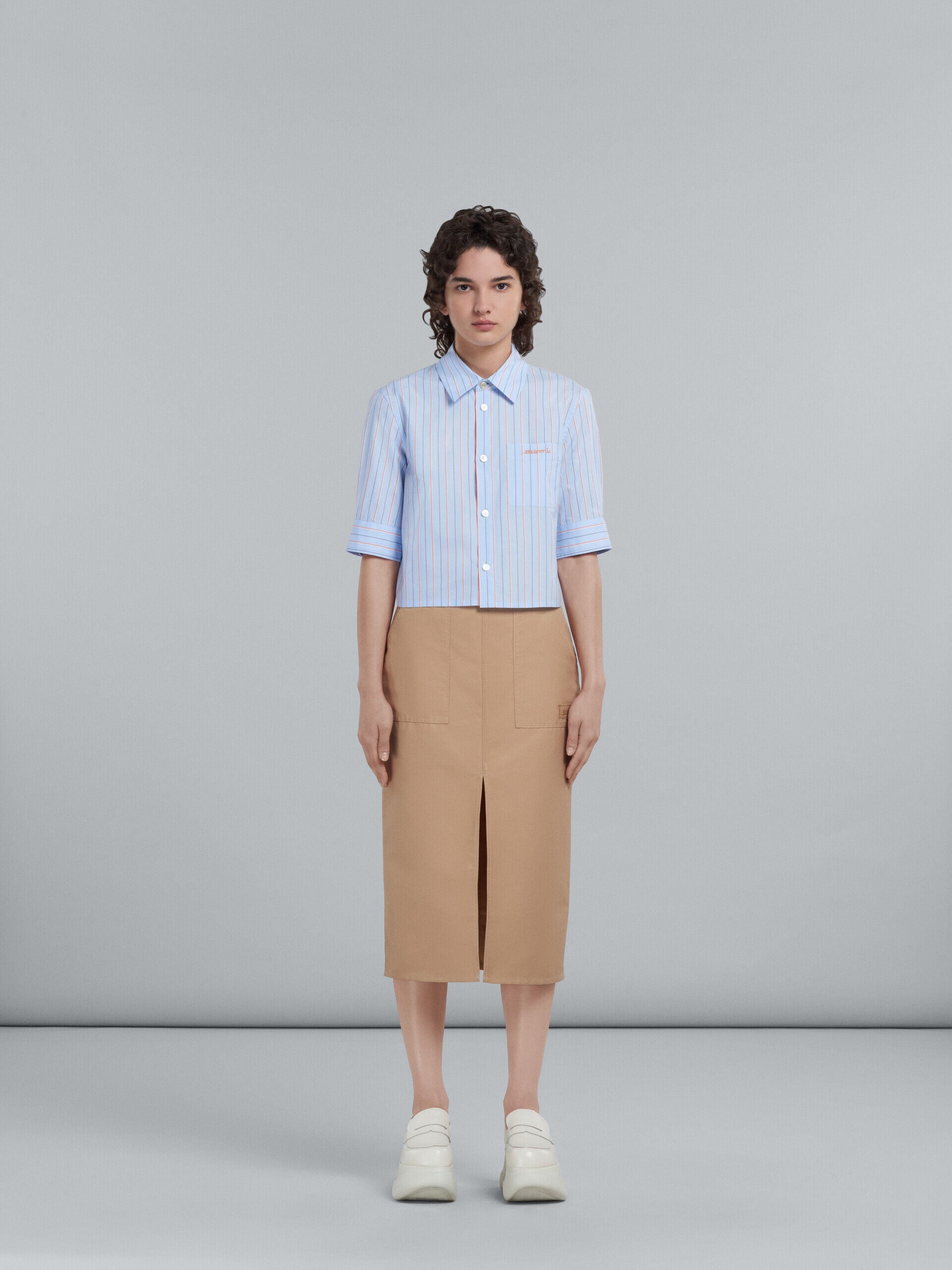 MARNI WOMEN'S BEIGE MIDI SKIRT WITH SLIT