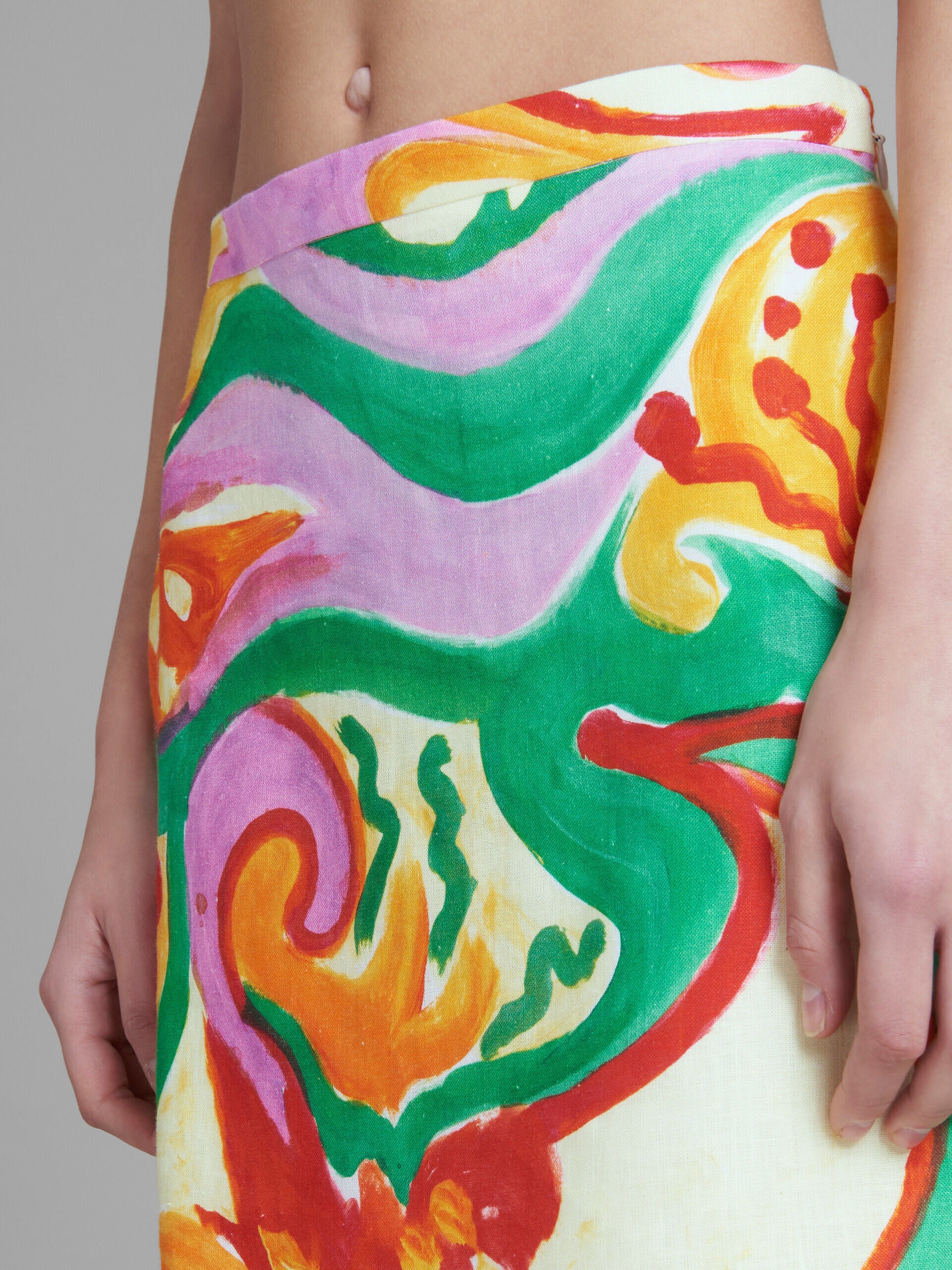 MARNI WOMEN'S LIGHT YELLOW ABSTRACT PRINT SKIRT