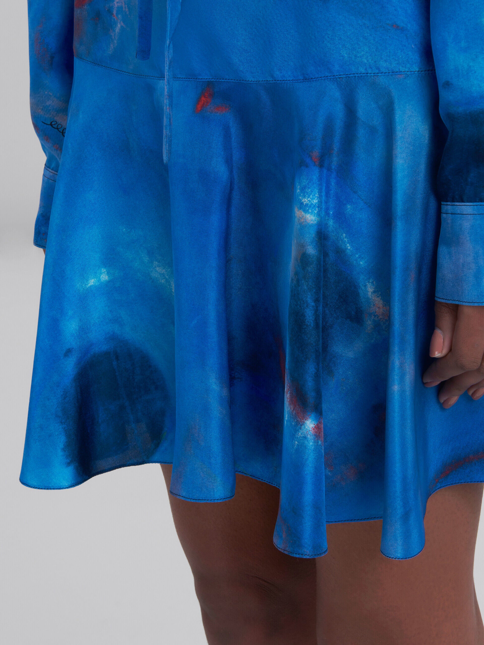 MARNI WOMEN'S COBALT BLUE ABSTRACT FLARED SKIRT