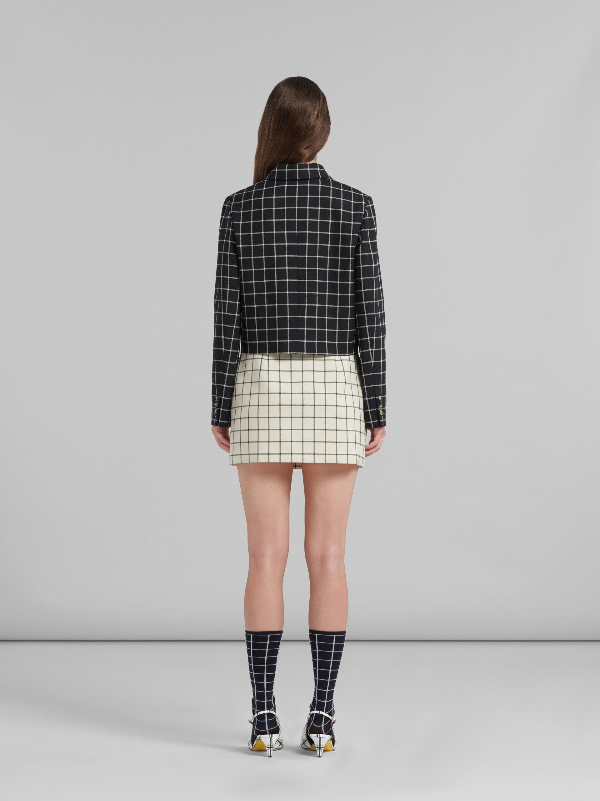 MARNI WOMEN'S STONE WHITE CHECKERED BOX SKIRT