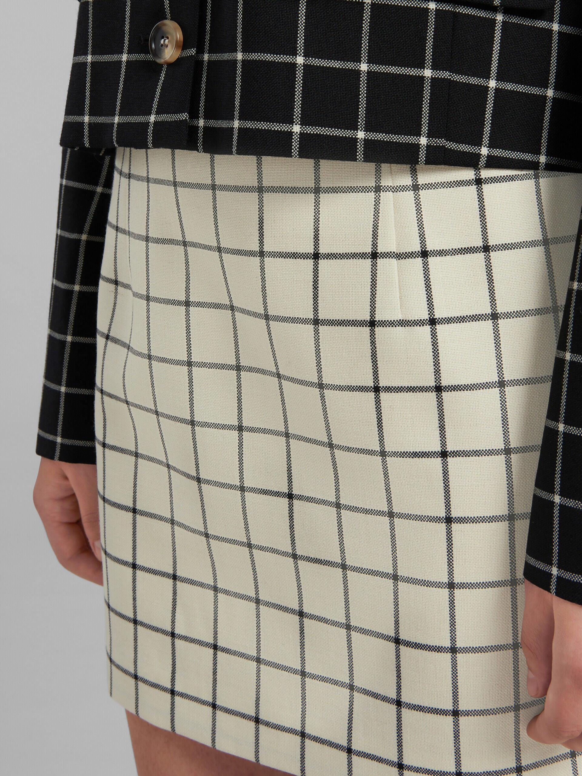 MARNI WOMEN'S STONE WHITE CHECKERED BOX SKIRT