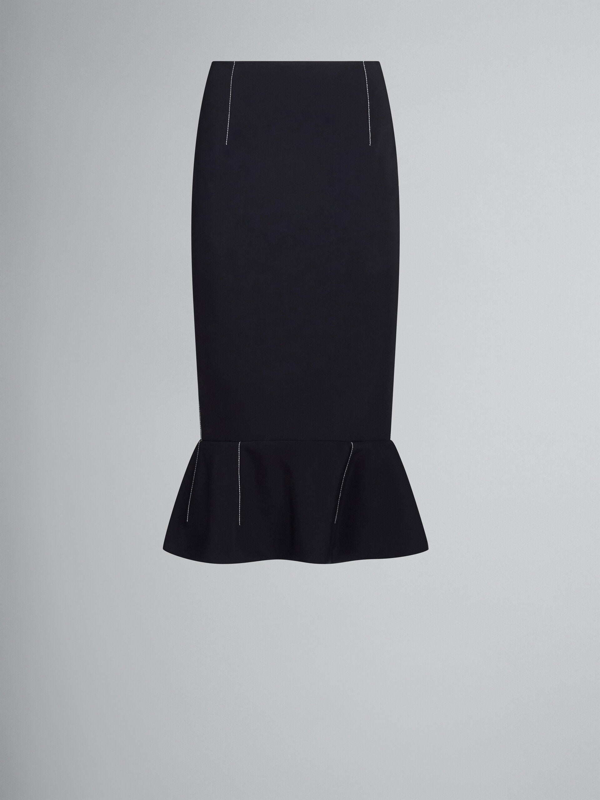 MARNI WOMEN'S BLACK PENCIL SKIRT WITH RUFFLE HEM