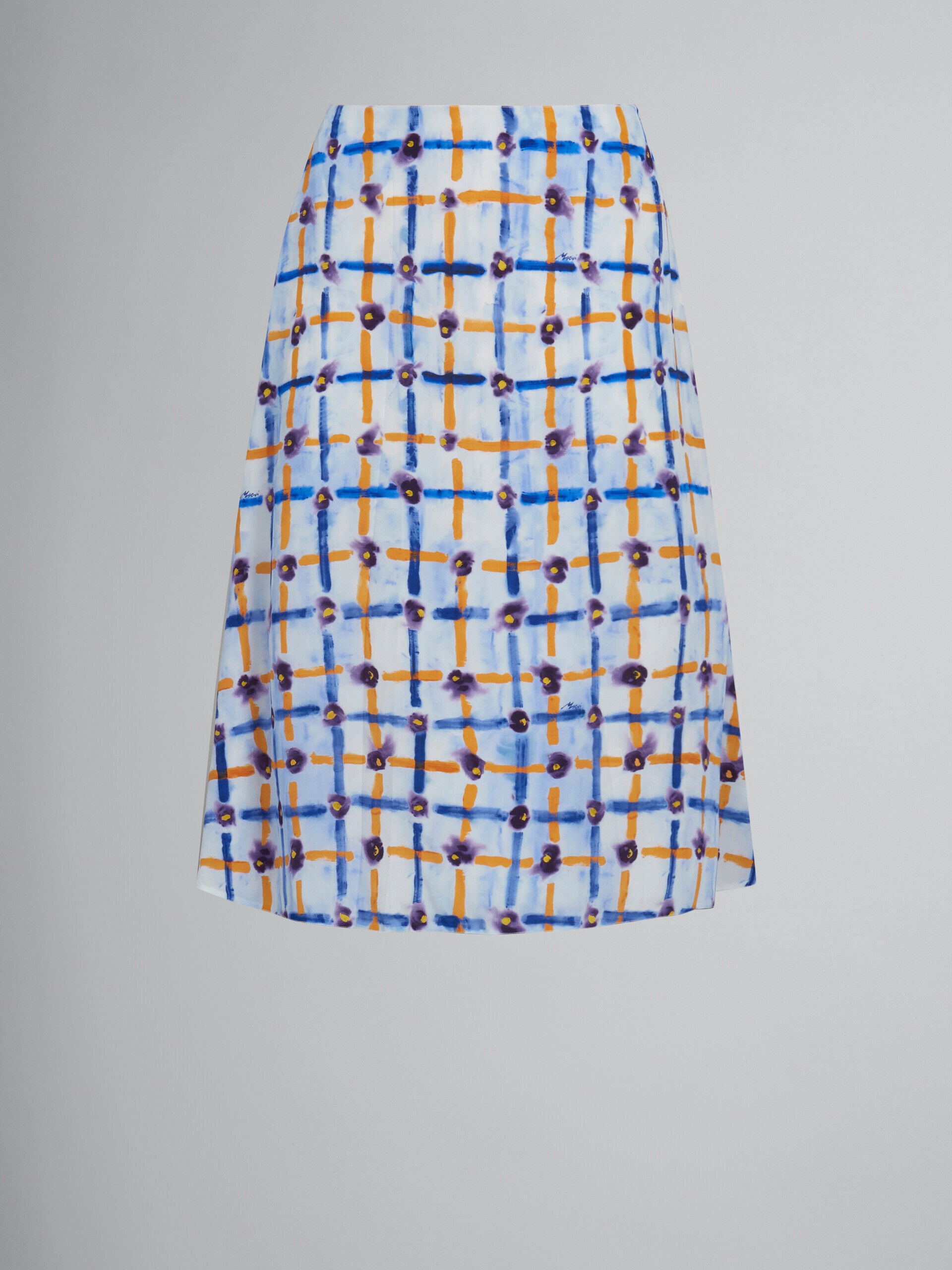 MARNI WOMEN'S LIGHT BLUE PATTERNED A-LINE SKIRT