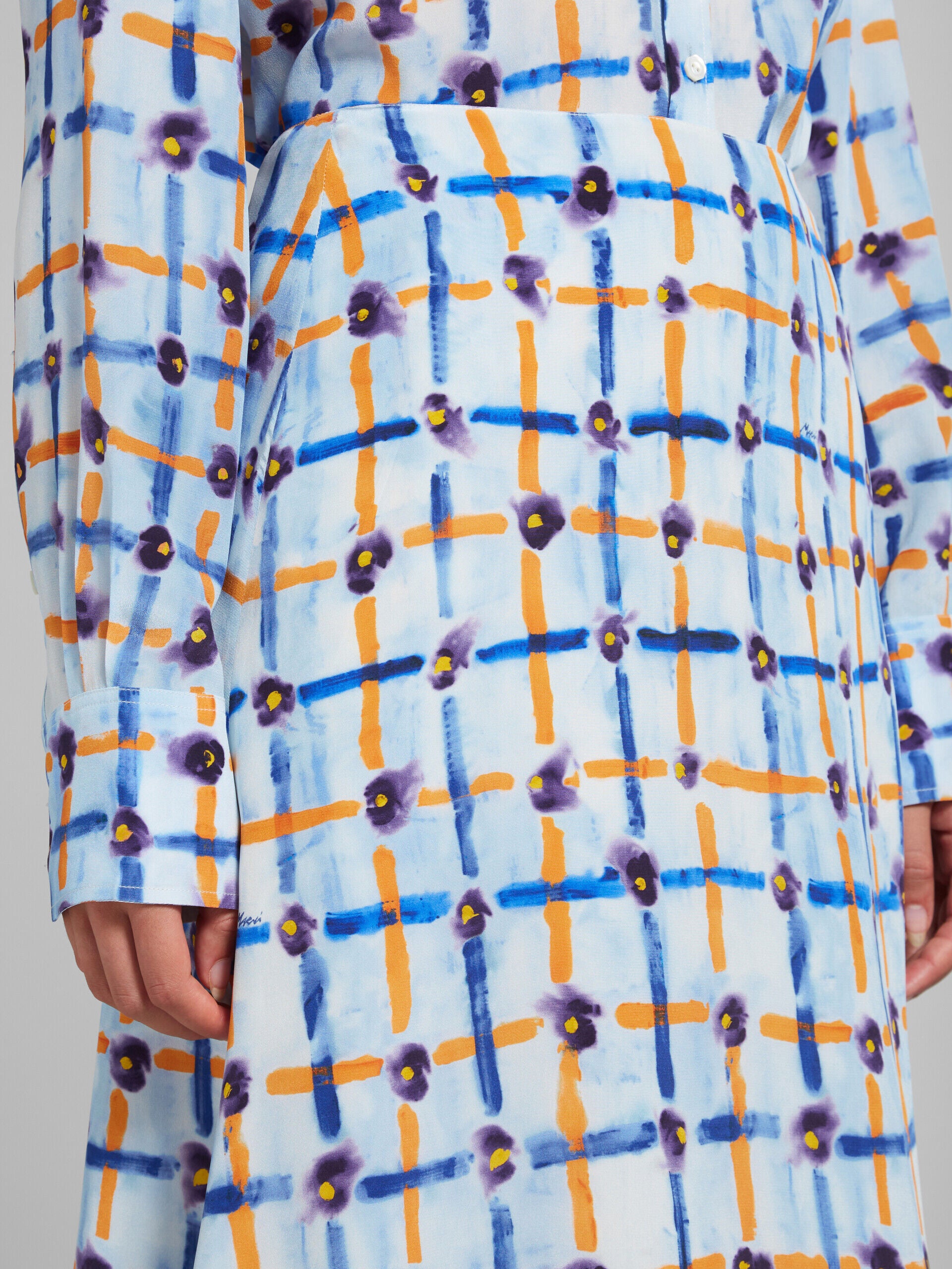MARNI WOMEN'S LIGHT BLUE PATTERNED A-LINE SKIRT