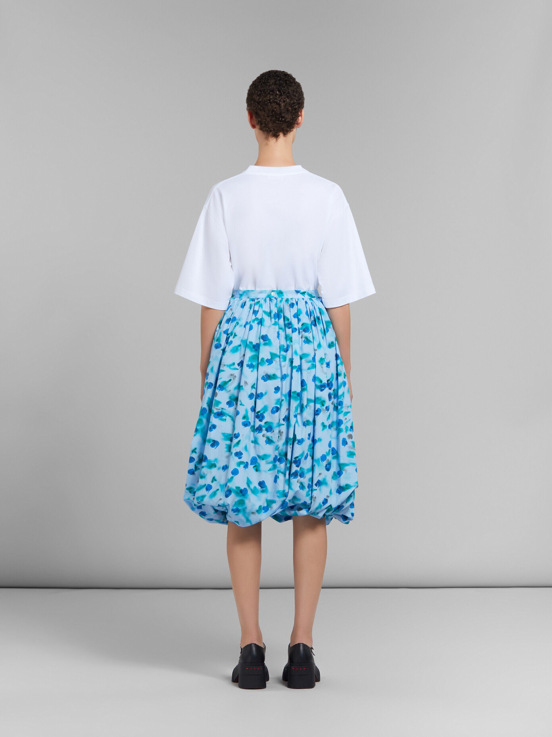 MARNI WOMEN'S LIGHT BLUE FLORAL BUBBLE SKIRT