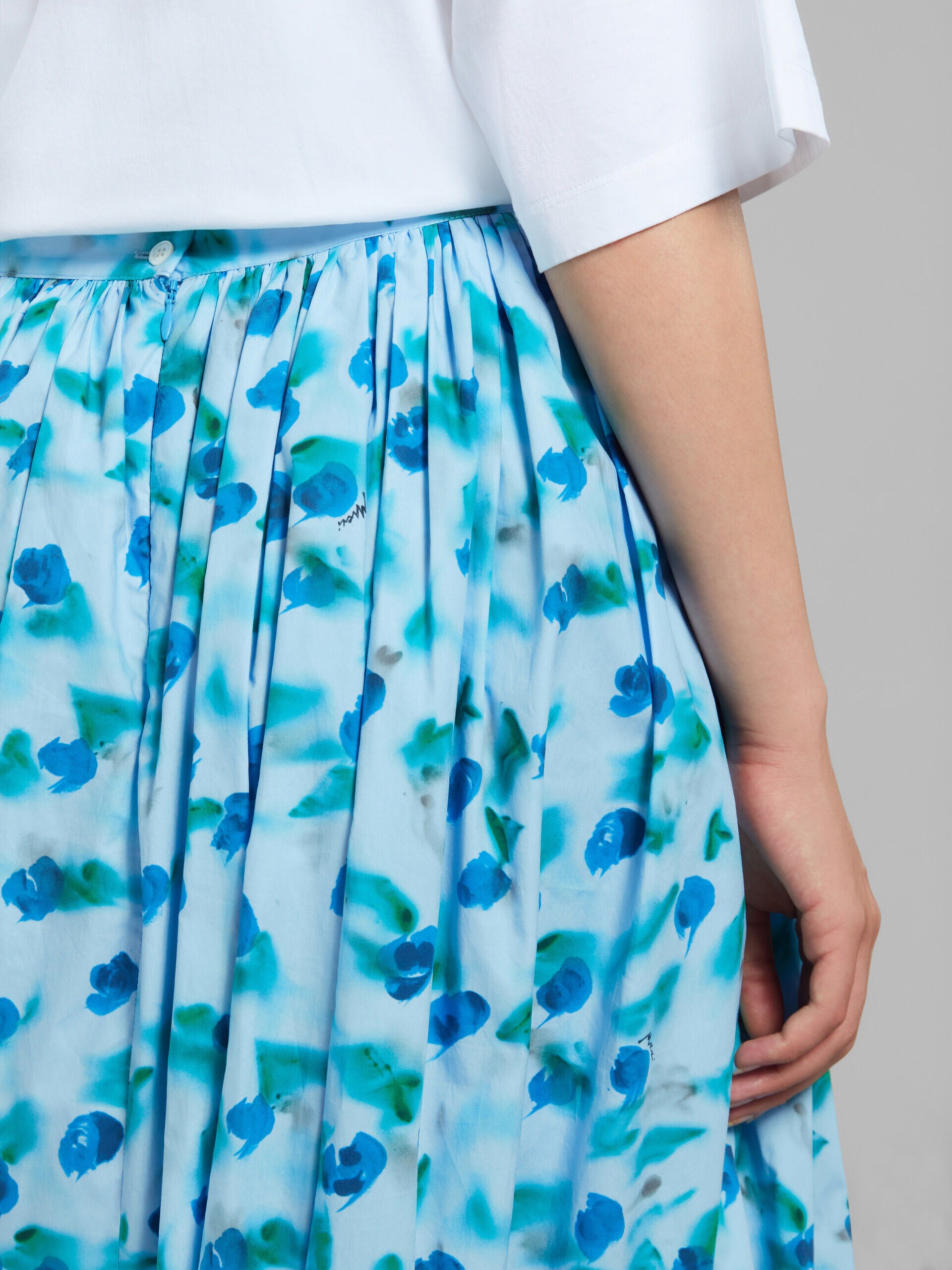 MARNI WOMEN'S LIGHT BLUE FLORAL BUBBLE SKIRT