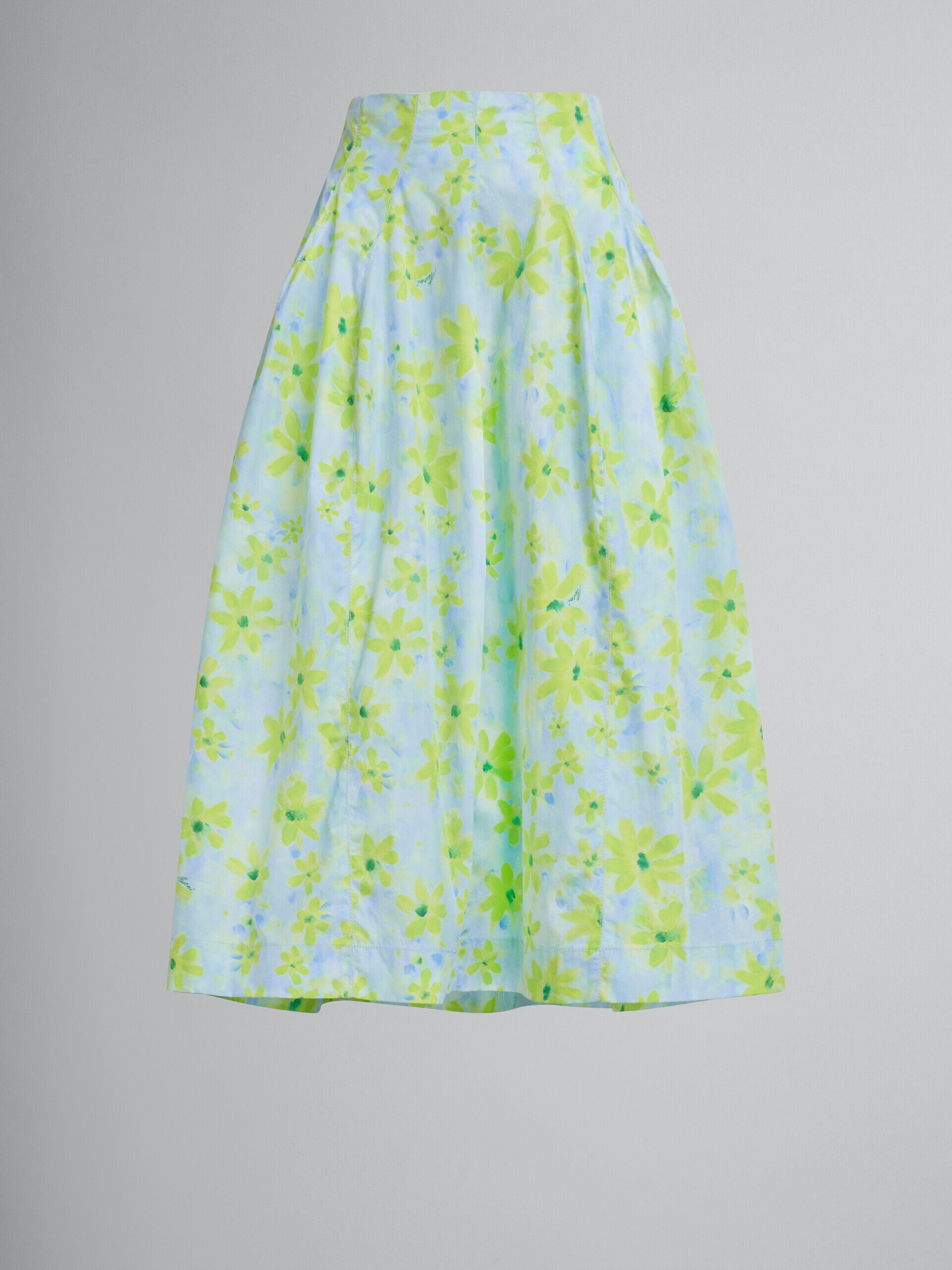 MARNI WOMEN'S AQUAMARINE FLORAL A-LINE SKIRT