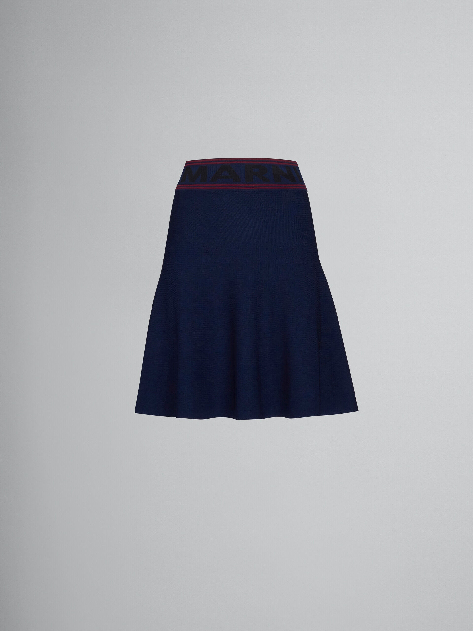 MARNI WOMEN'S NAVY FLARED SKIRT WITH WAISTBAND DETAILING