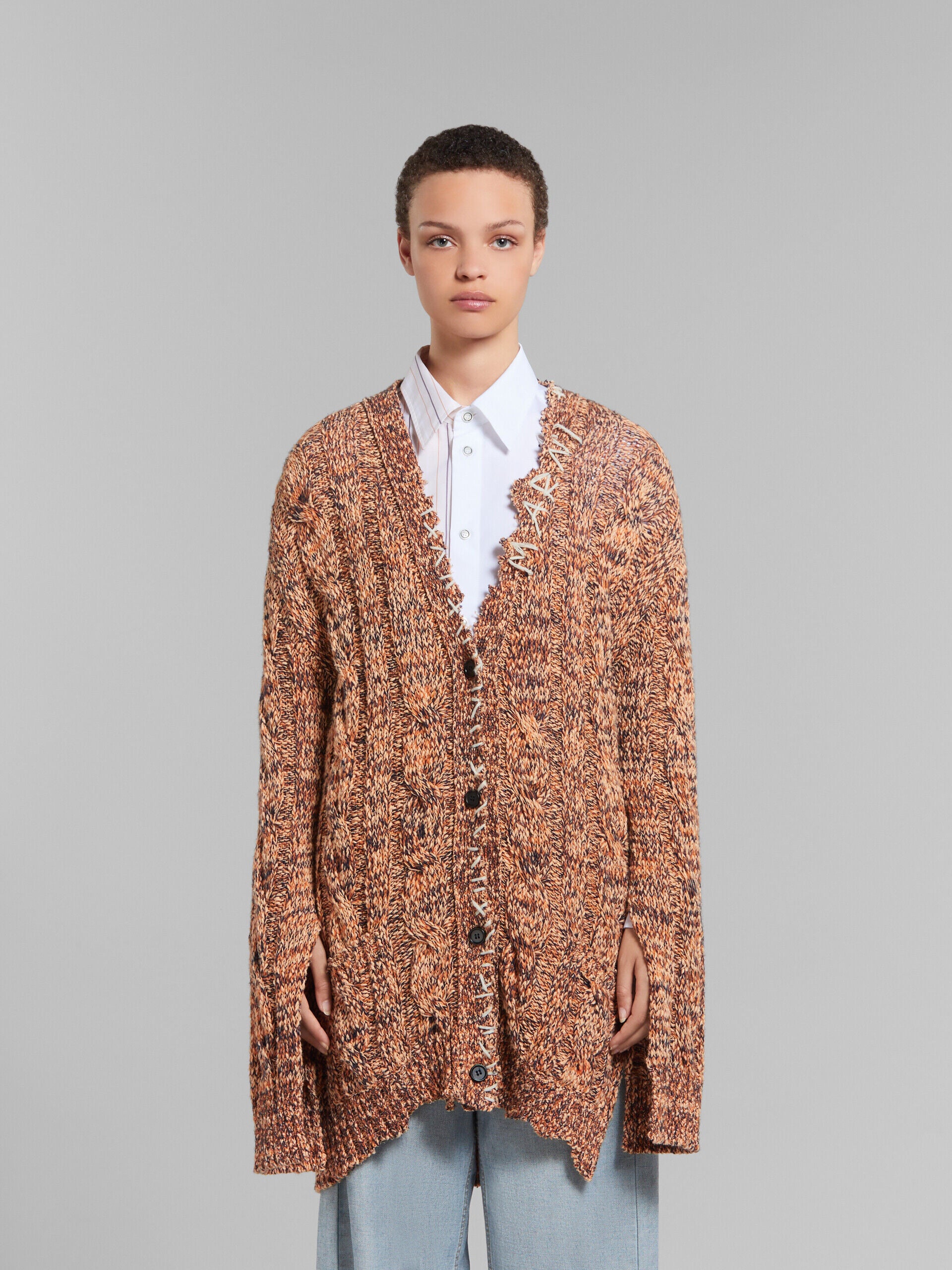 MARNI WOMEN'S MARLED ORANGE KNIT SWEATER